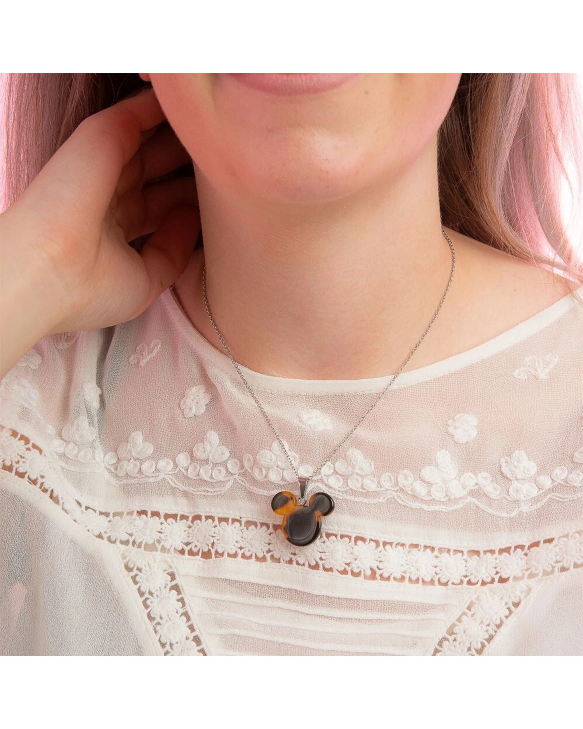 3 Couture Kingdom Disney Mickey Mouse Tortoiseshell Stainless Steel Pendant Necklace - Silver, 3 of 3