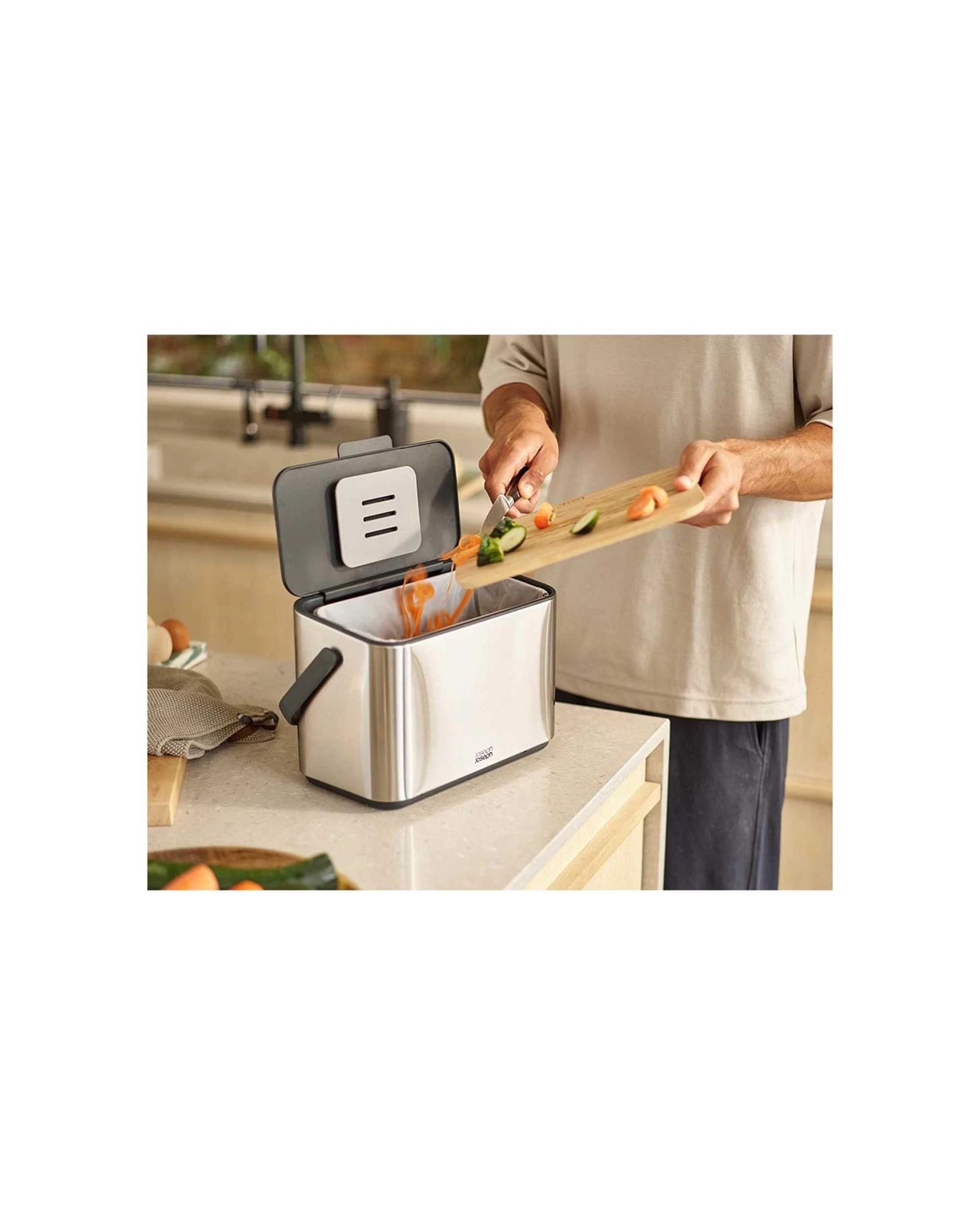 2 Joseph Joseph Collect 4L Food Waste Caddy Removable Bucket Ventilated Lid - Silver, 2 of 7