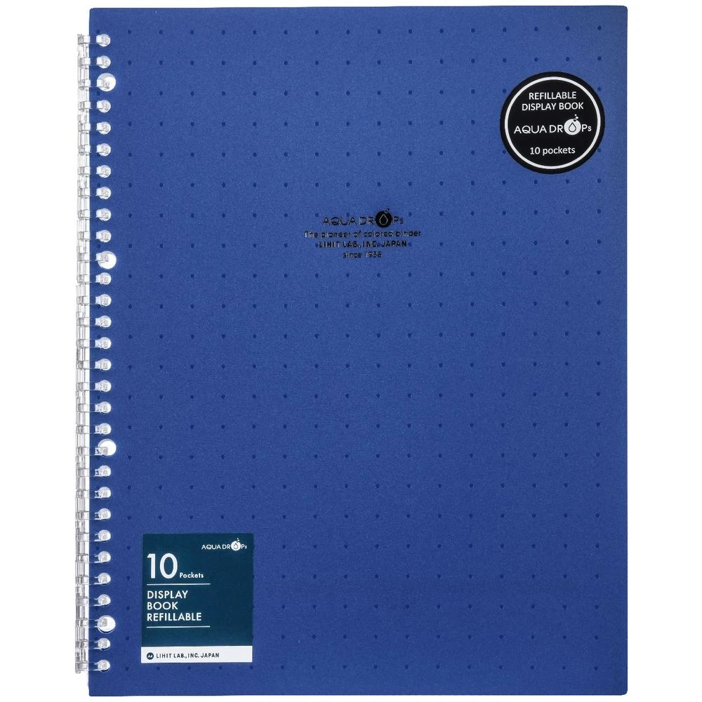 2 Aqua Drops Refillable Display Book A4 10 Pockets Vivid Navy, 2 of 4