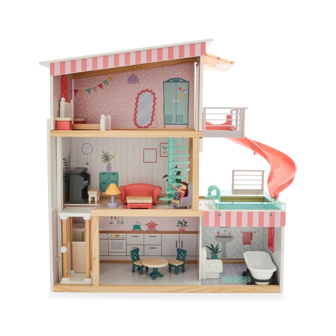 7 17 Piece Wooden Dollhouse Set, 7 of 10