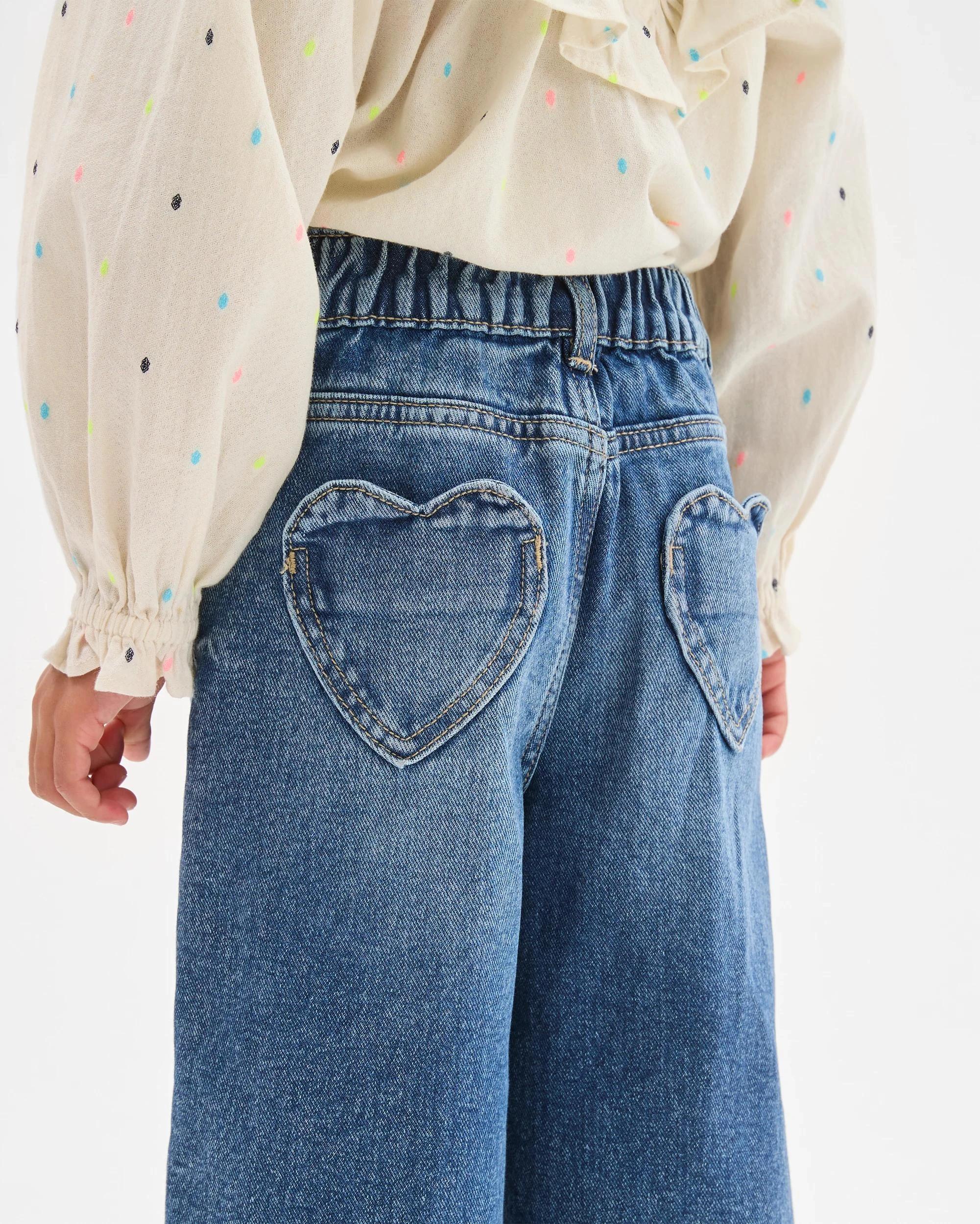4 Target Denim Denim Folded Up Hem Wide Leg Jeans MID WASH BLUE, 4 of 10