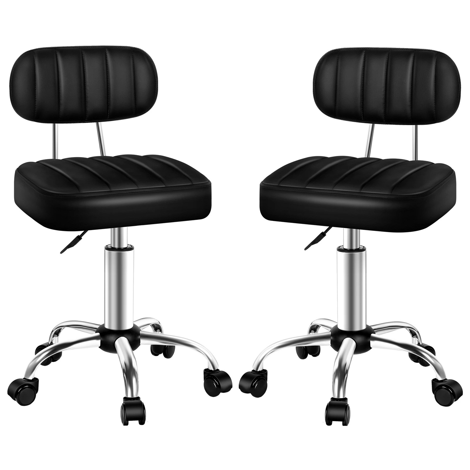 1 Alfordson 2x Salon Stool Backrest Swivel Barber Hair Dress Chair Lina - Black, 1 of 10