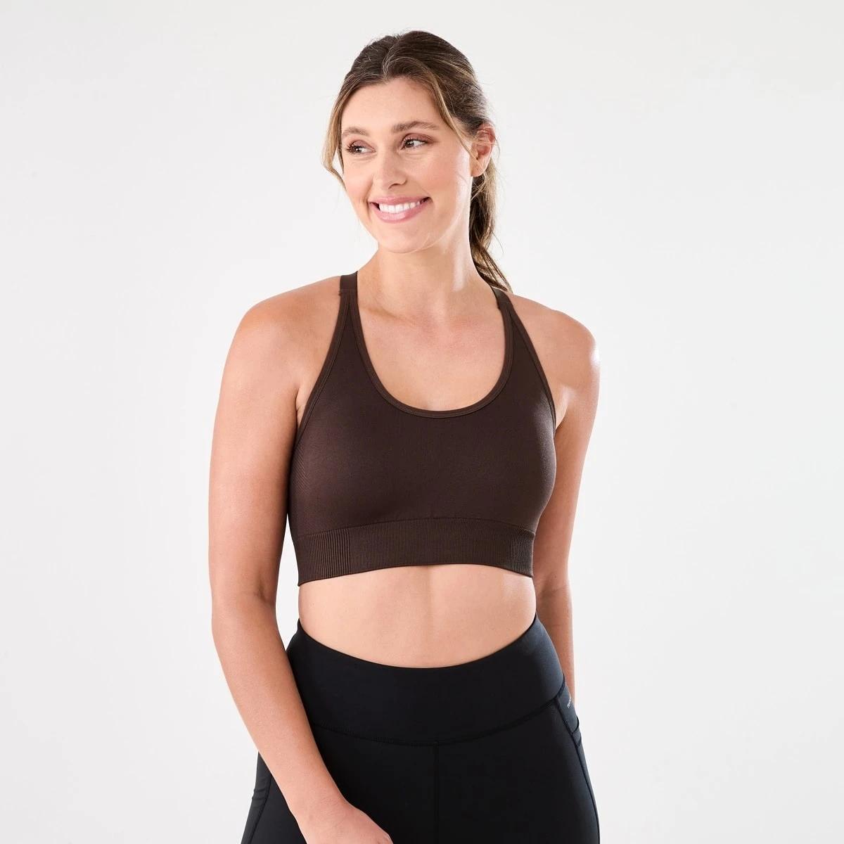 1 Active Womens Seamfree Crop Top TUSCAN BROWN, 1 of 7