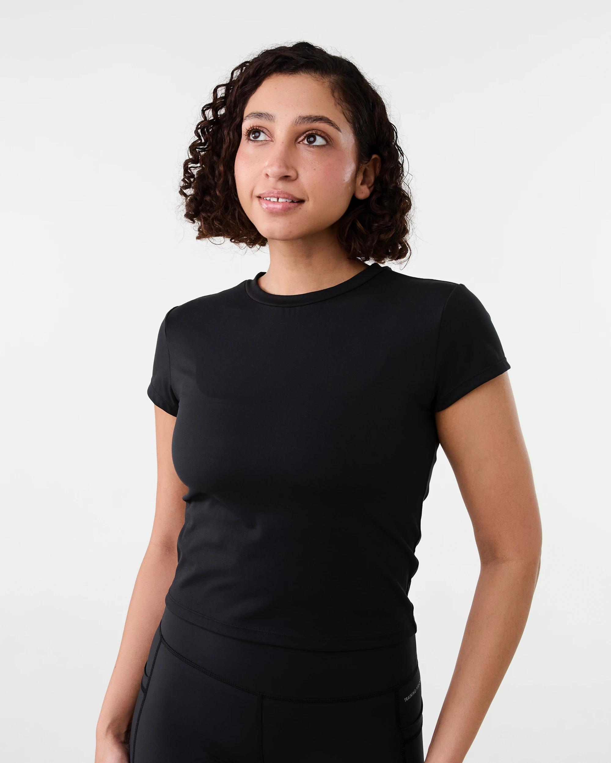 1 Active Womens Ultra Soft Crew Neck T-shirt BLACK, 1 of 6