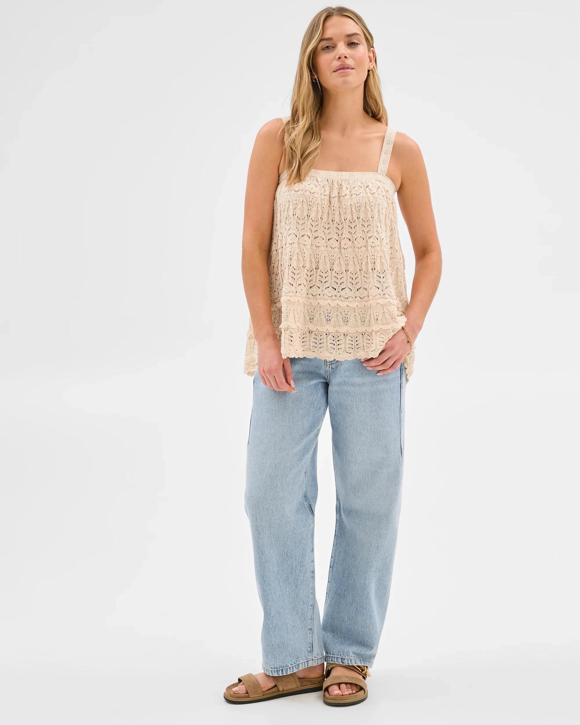 3 Lily Loves Australian Cotton Crochet Cami EGGNOG, 3 of 5