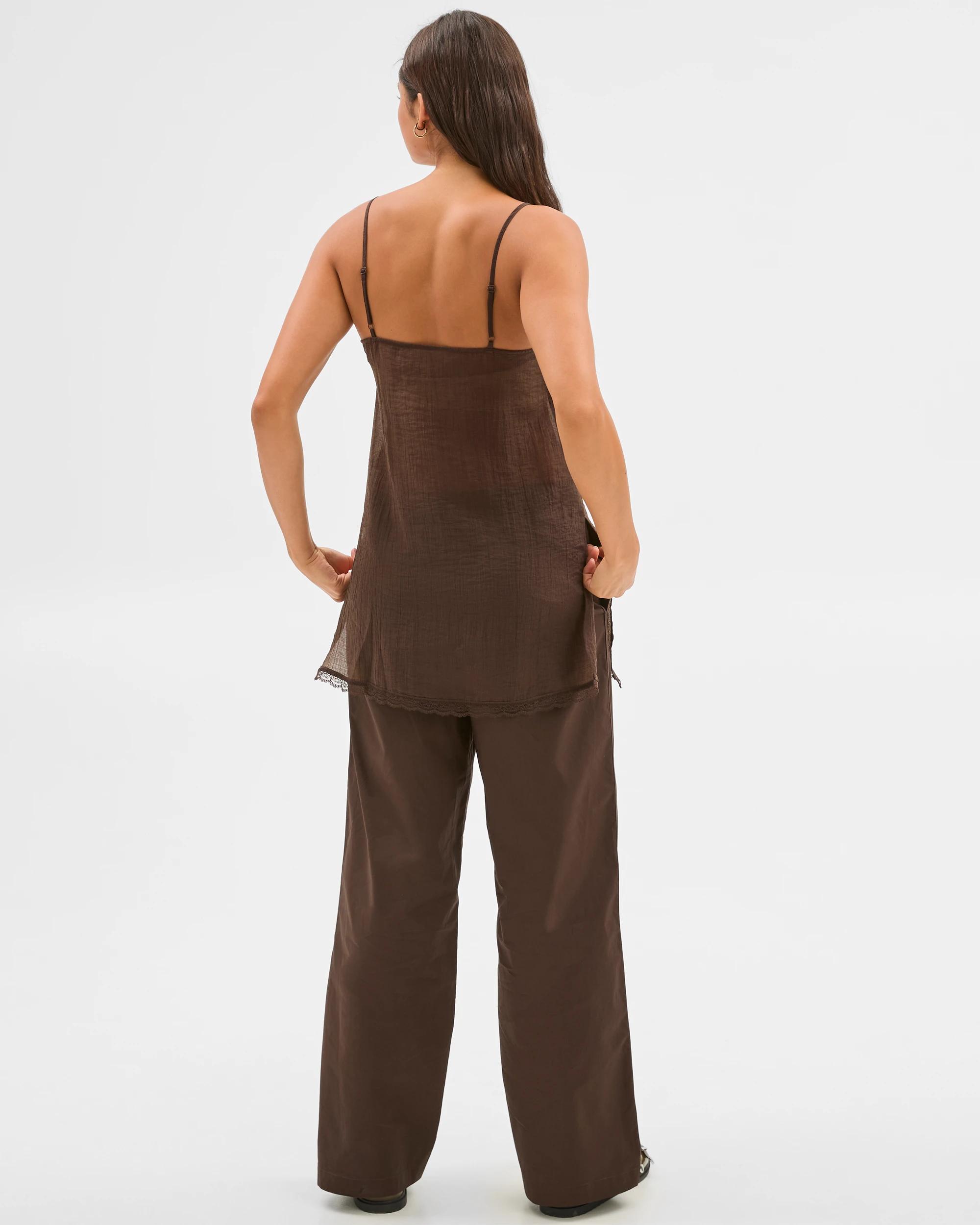 7 Sheer Tunic Strappy Cami - Lily Loves DEEP BROWN, 7 of 7
