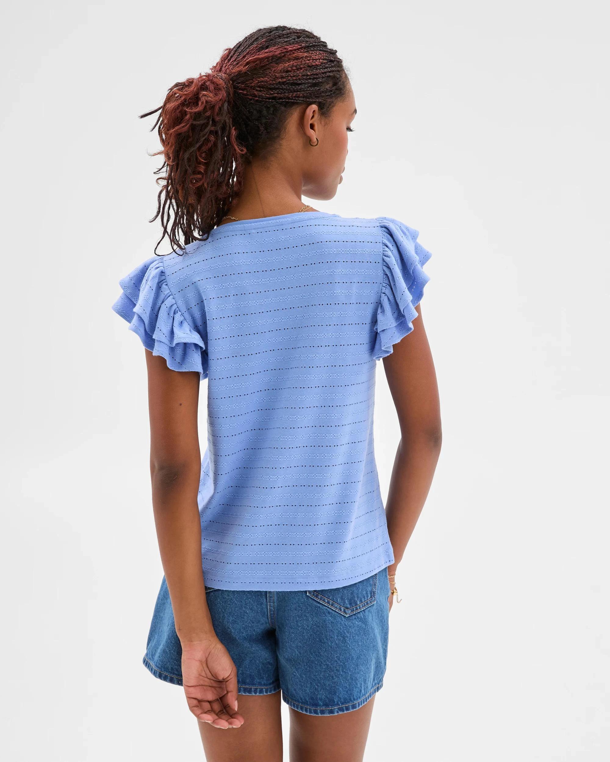 6 Target Petites Ruffle Embroidered T-Shirt HYDRANGEA BLUE, 6 of 7