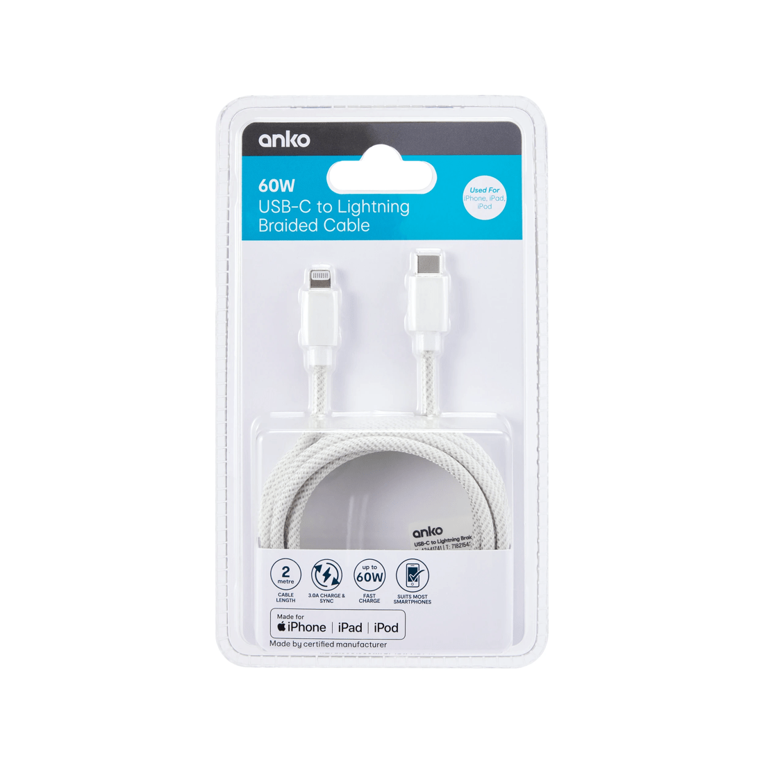 6 Braided 2m USB-C to Lightning Cable, 6 of 6