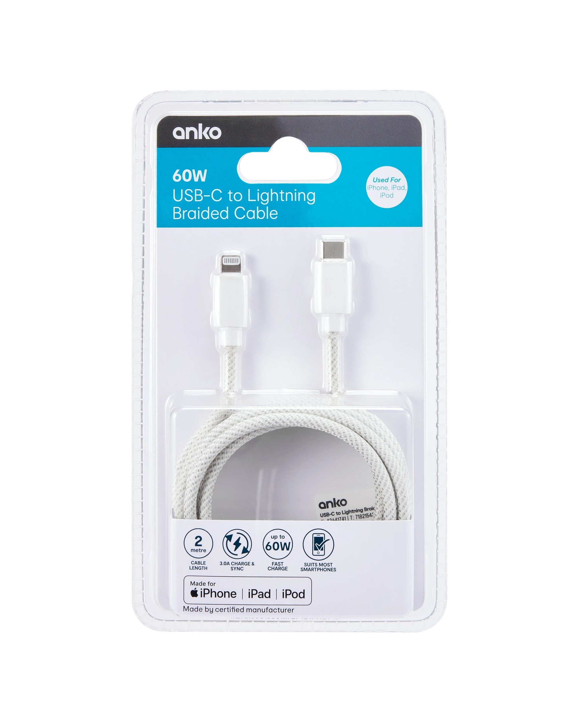 6 Braided 2m USB-C to Lightning Cable, 6 of 6
