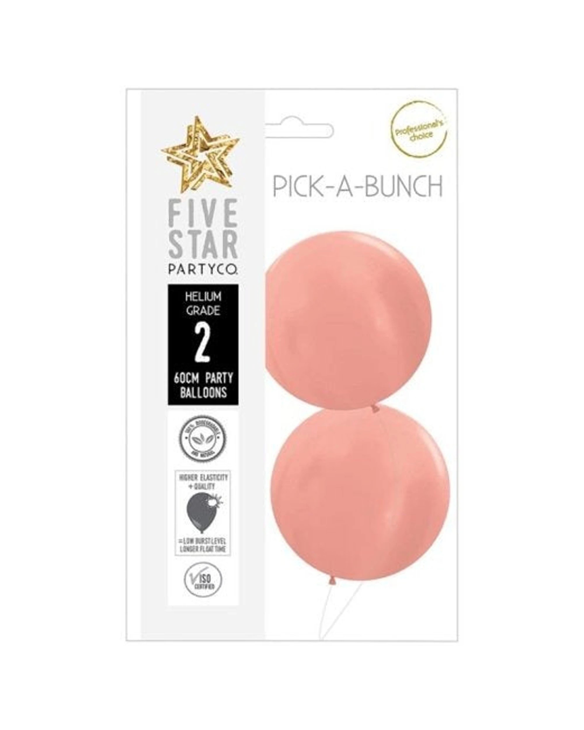 1 Alpen 2pc Sempertex Balloon Pack Party Supplies 60cm Metallic Rose - Gold, 1 of 1