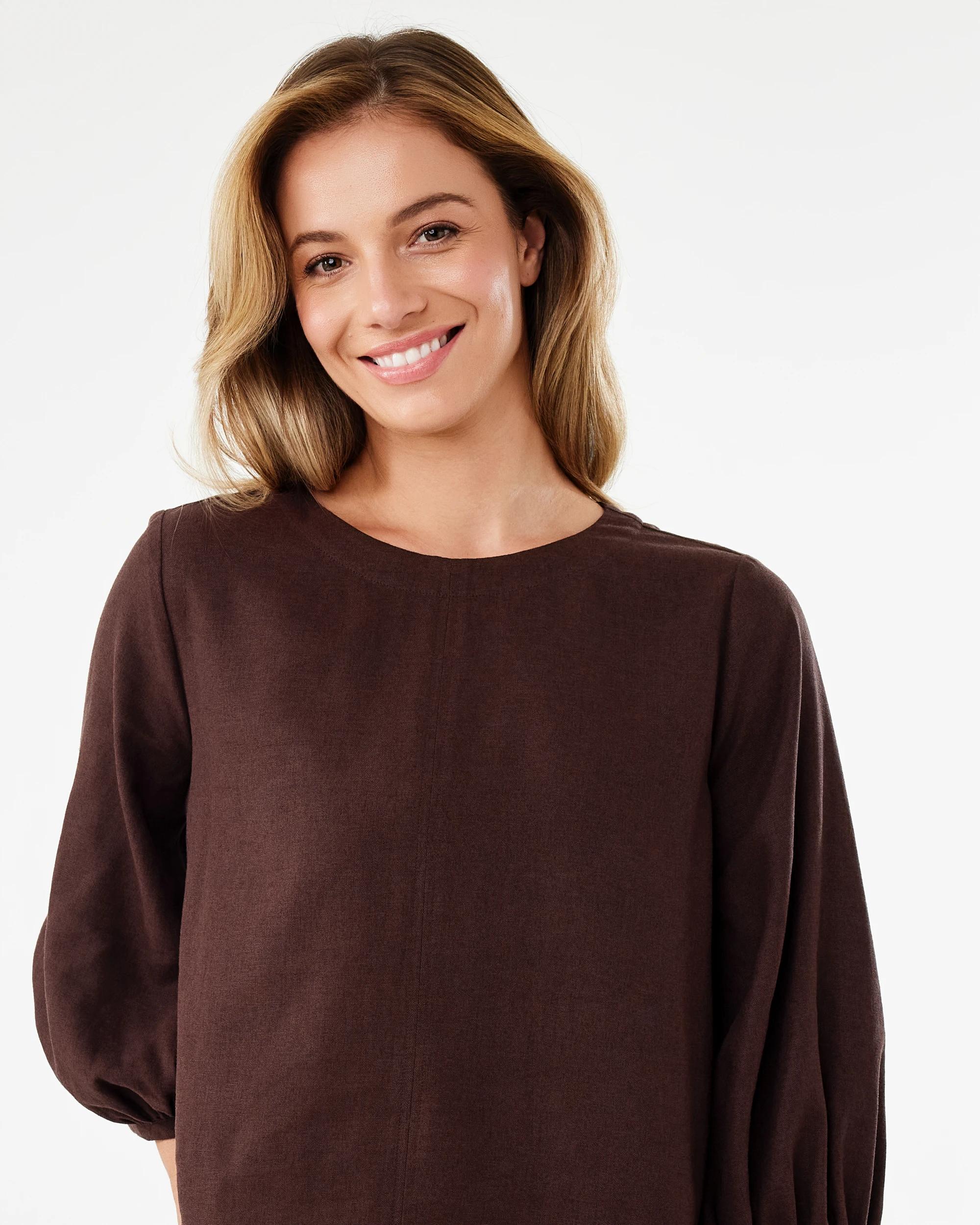 4 Long Sleeve Lined Blend Top Melt Brown, 4 of 6