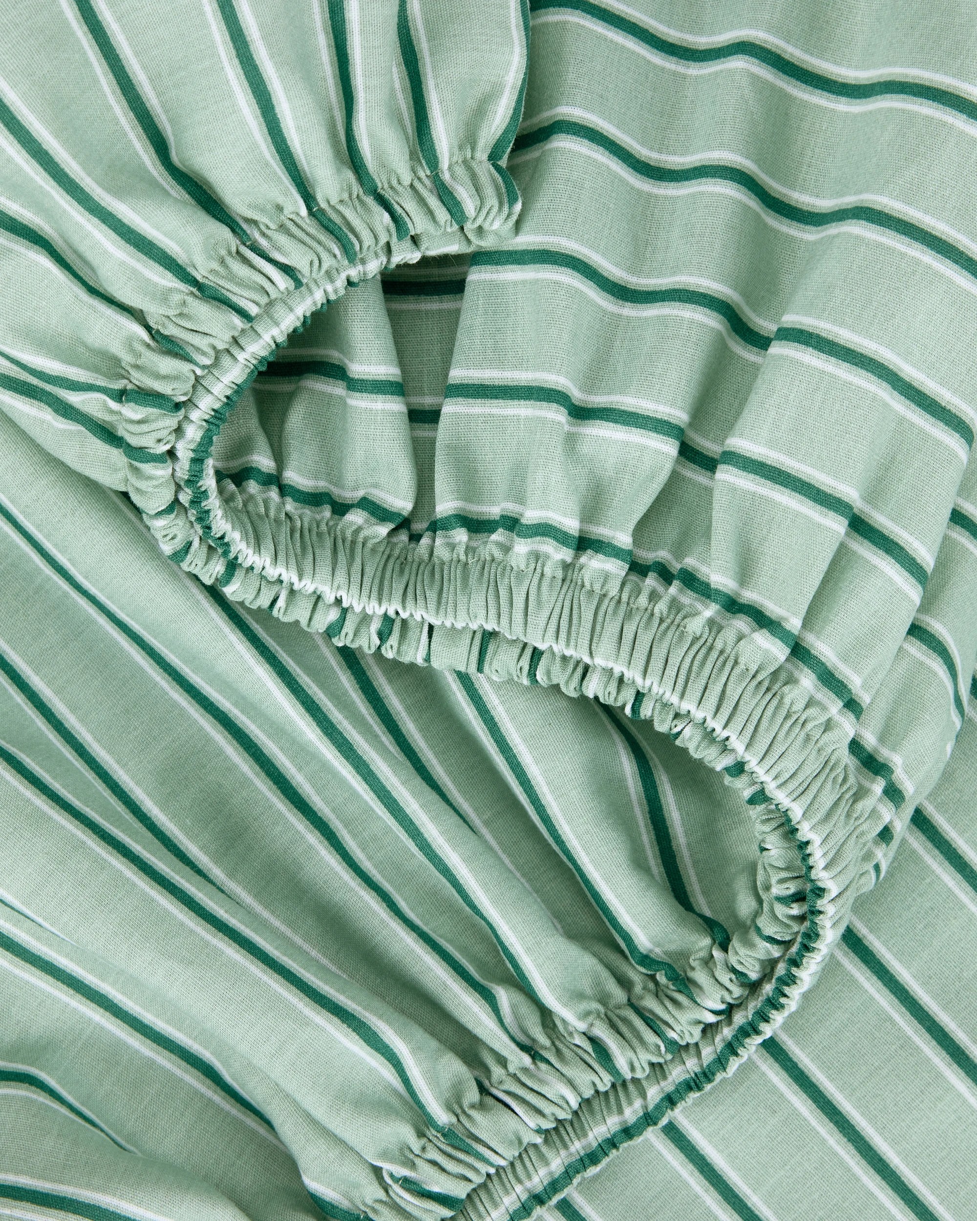 3 225 Thread Count Cotton Stripe Sheet Set - Double Bed, Sage, 3 of 6