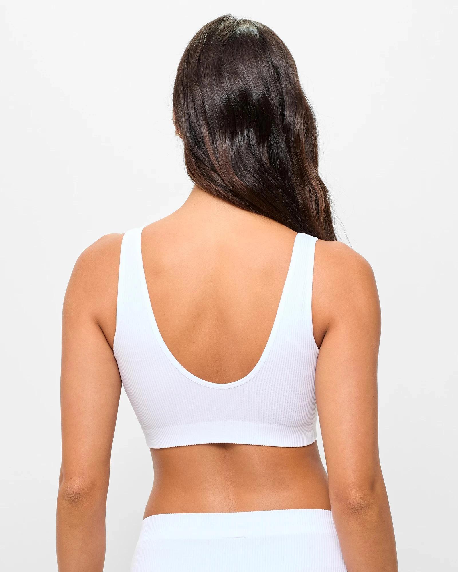 4 Lily Loves Ribbed Seamfree Plunge Crop Top WHITE, 4 of 4