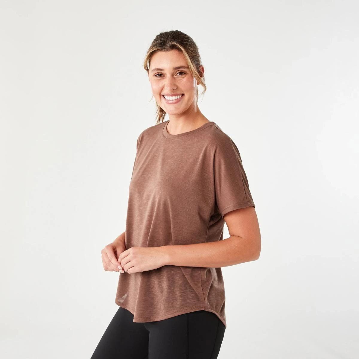 2 Active Womens Relax Sleeve T-shirt NUTMEG, 2 of 5