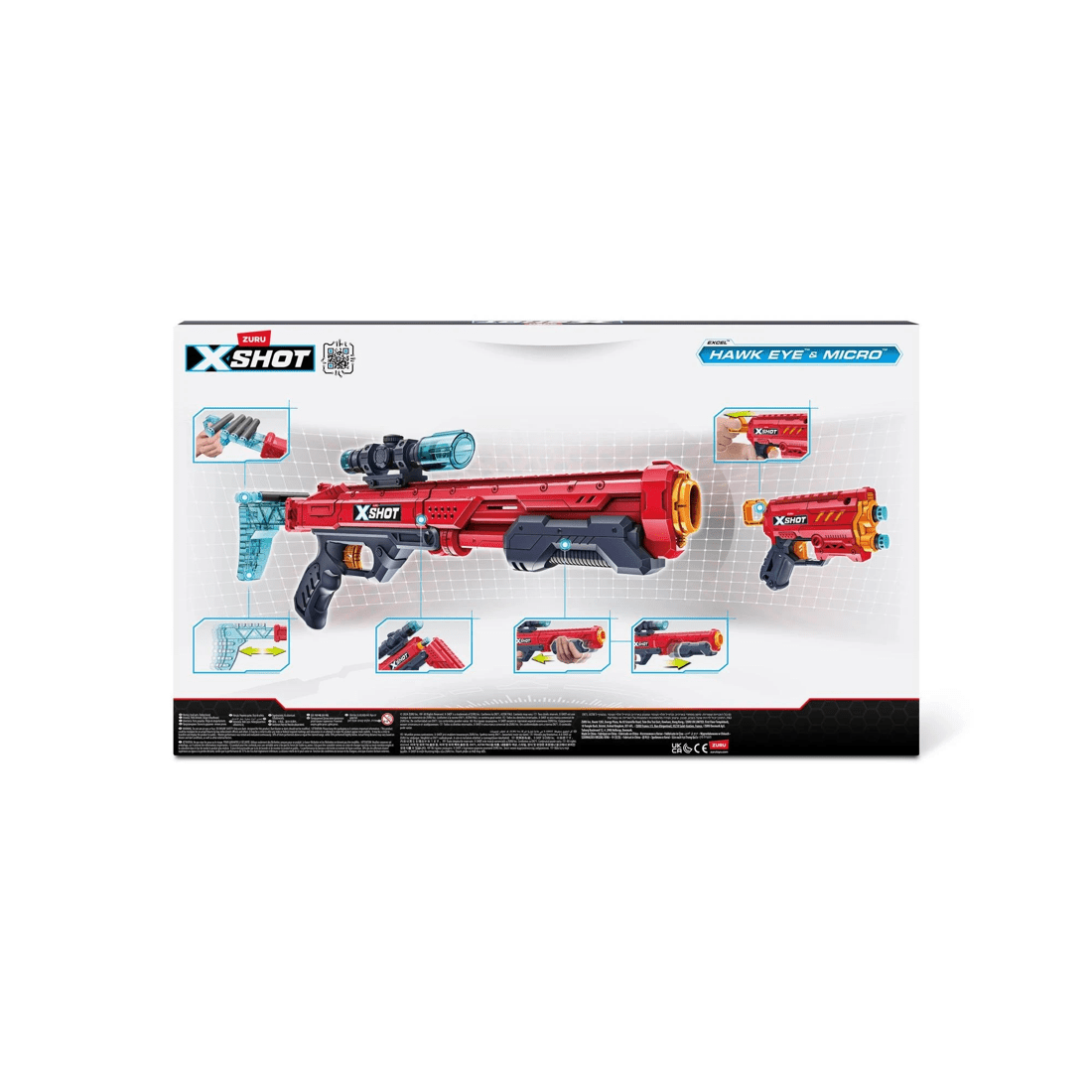 8 XSHOT Excel Double Hawk Eye Blaster Double Micro Blaster Combo Pack (24 Darts) by ZURU - Red, 8 of 8