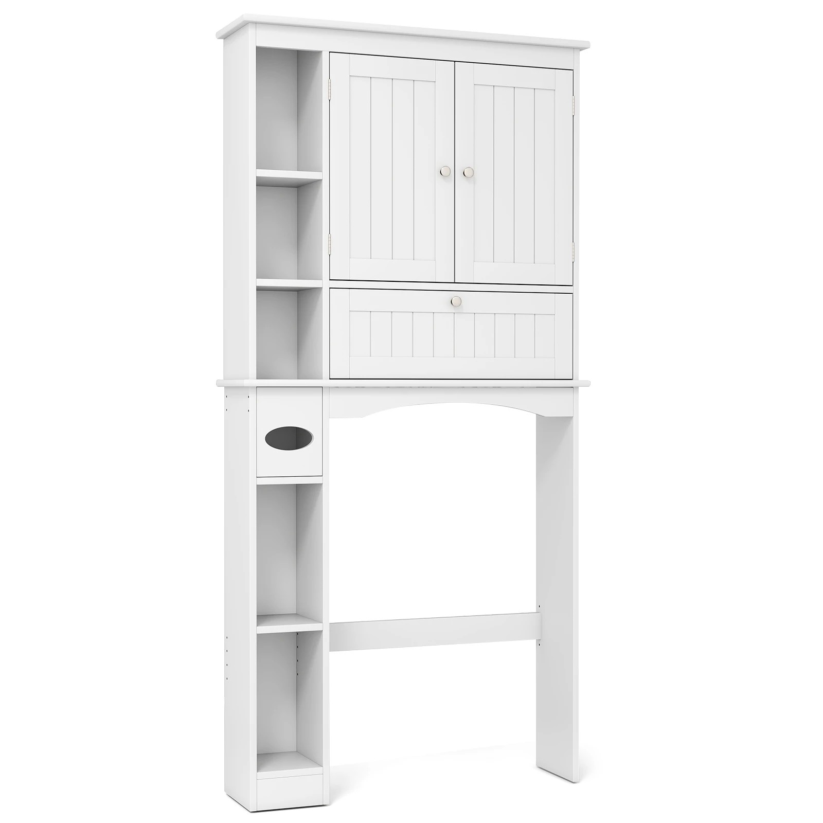 1 Costway Over The Toilet Bathroom Storage Cabinet Rack w/2 Doors Tissue Box Laundry, 1 of 4