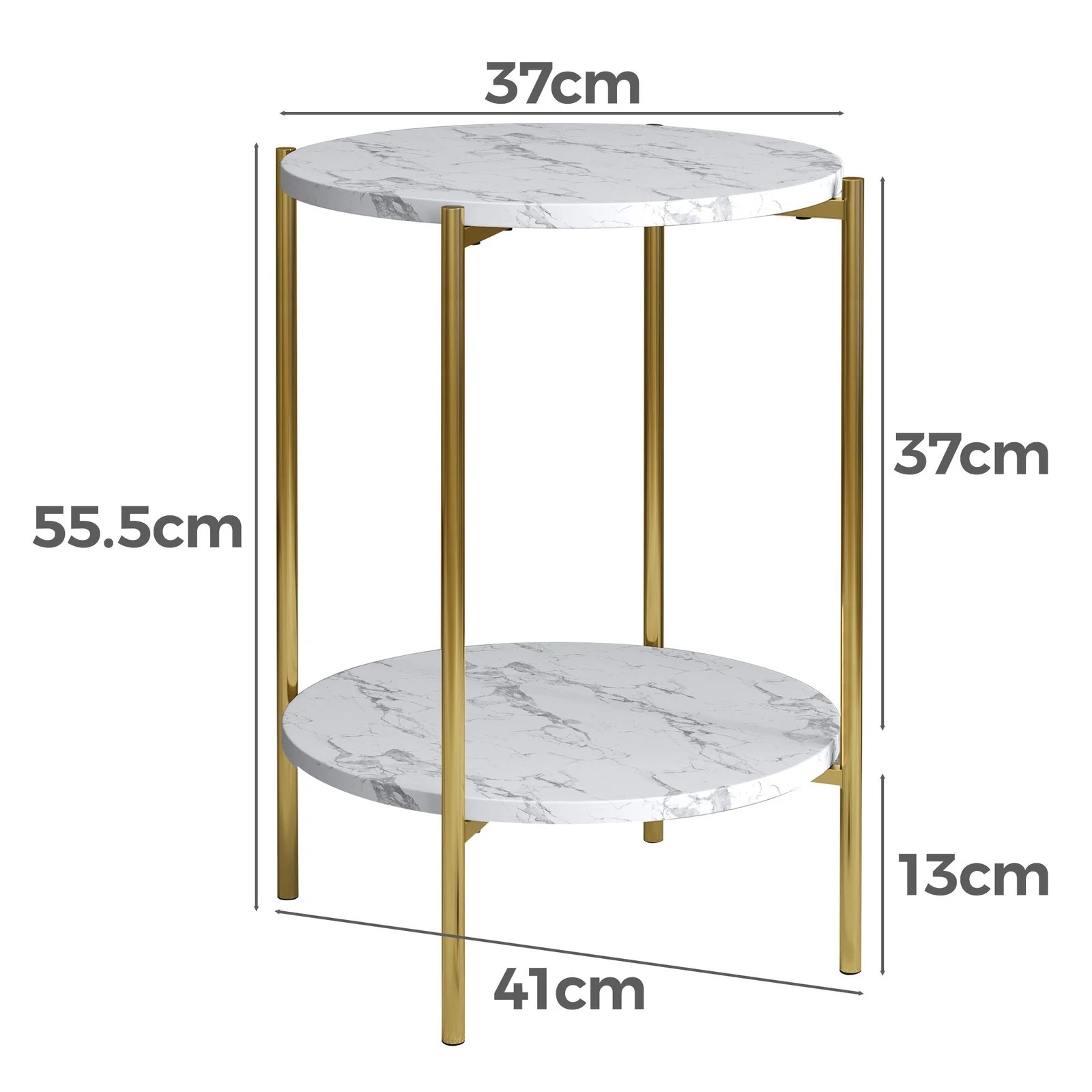 6 Alfordson Side Table Bedside Table Sofa End Nightstand Marble Shelf - Gold, 6 of 7