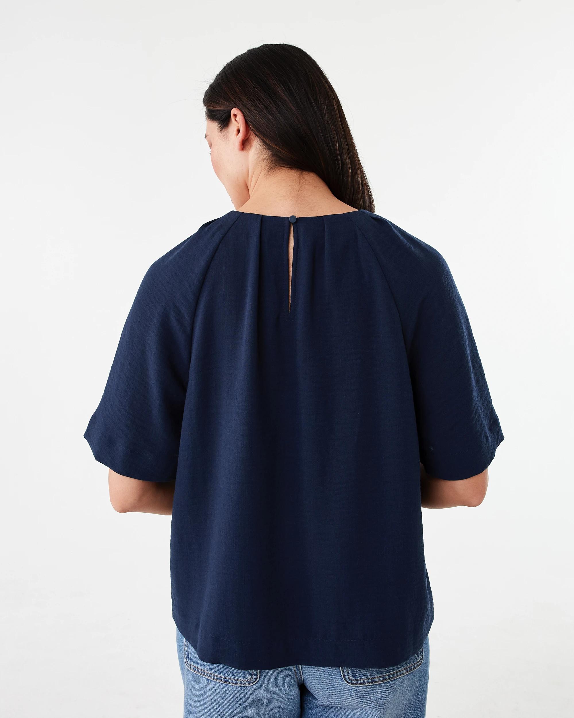 3 Short Sleeve Tuck Top Blu Pcoat, 3 of 7