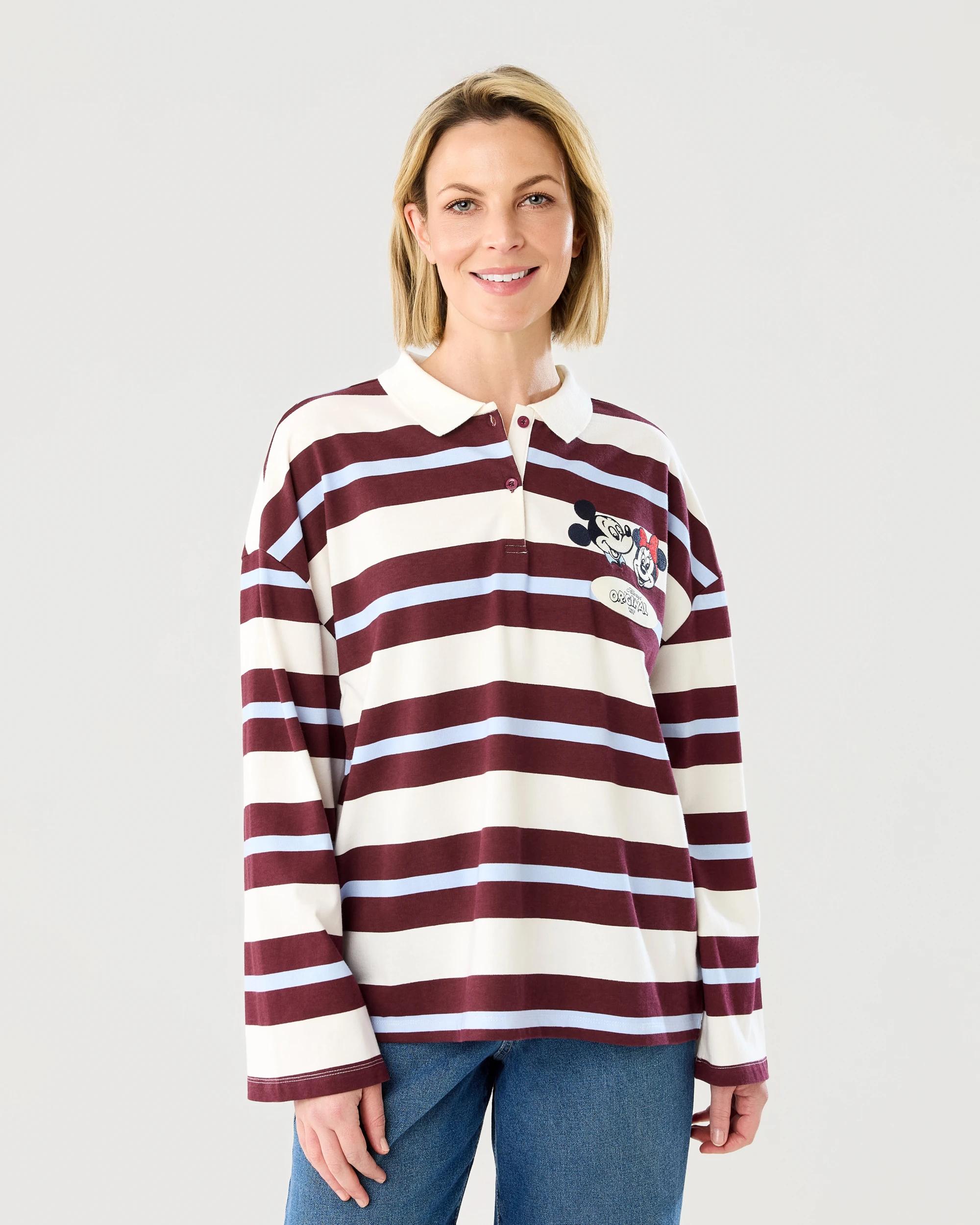 2 Long Sleeve Mickey Mouse License Rugby Top Mickeystrp, 2 of 6