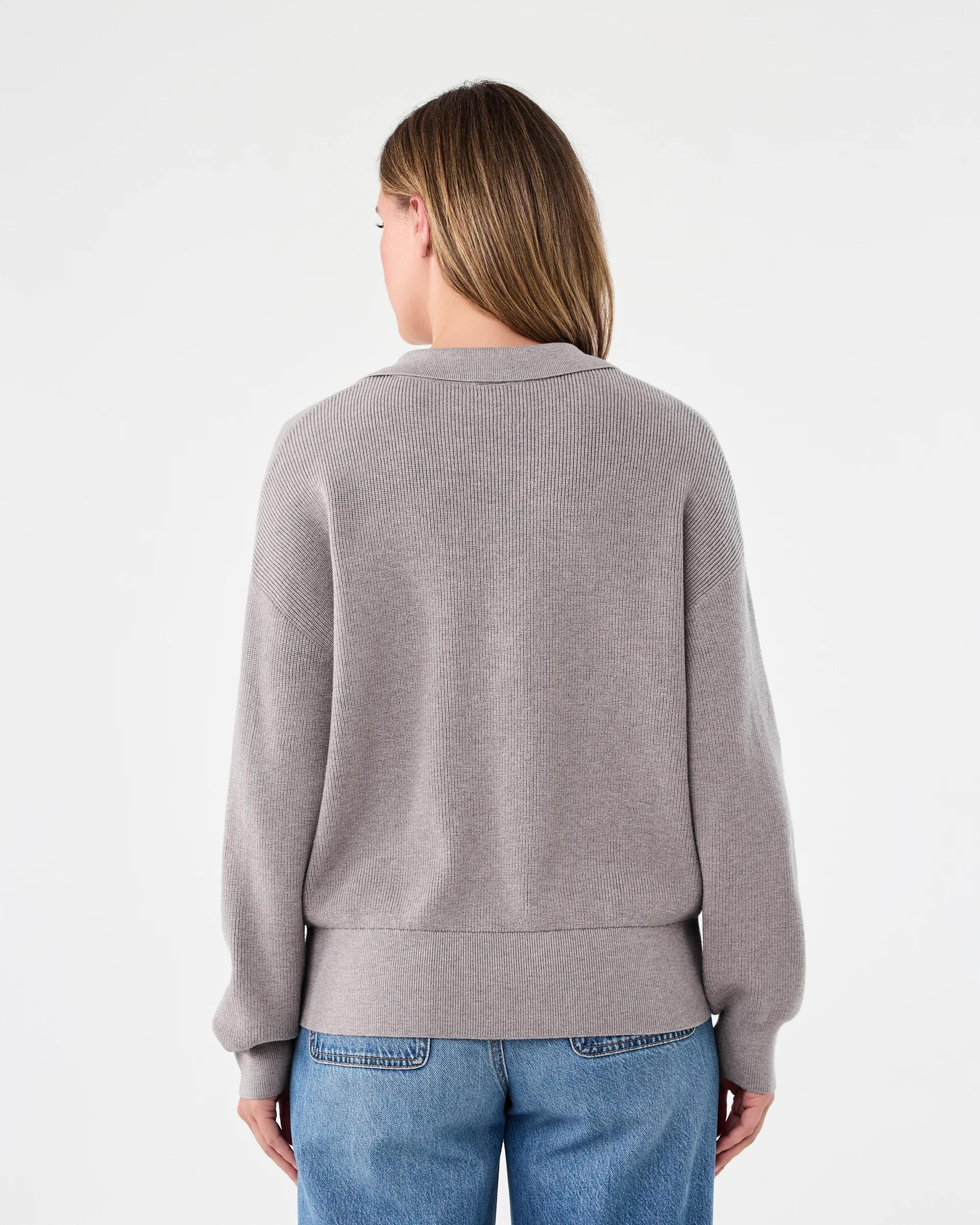 3 Lace Up Rib Jumper Grey Taupe, 3 of 6
