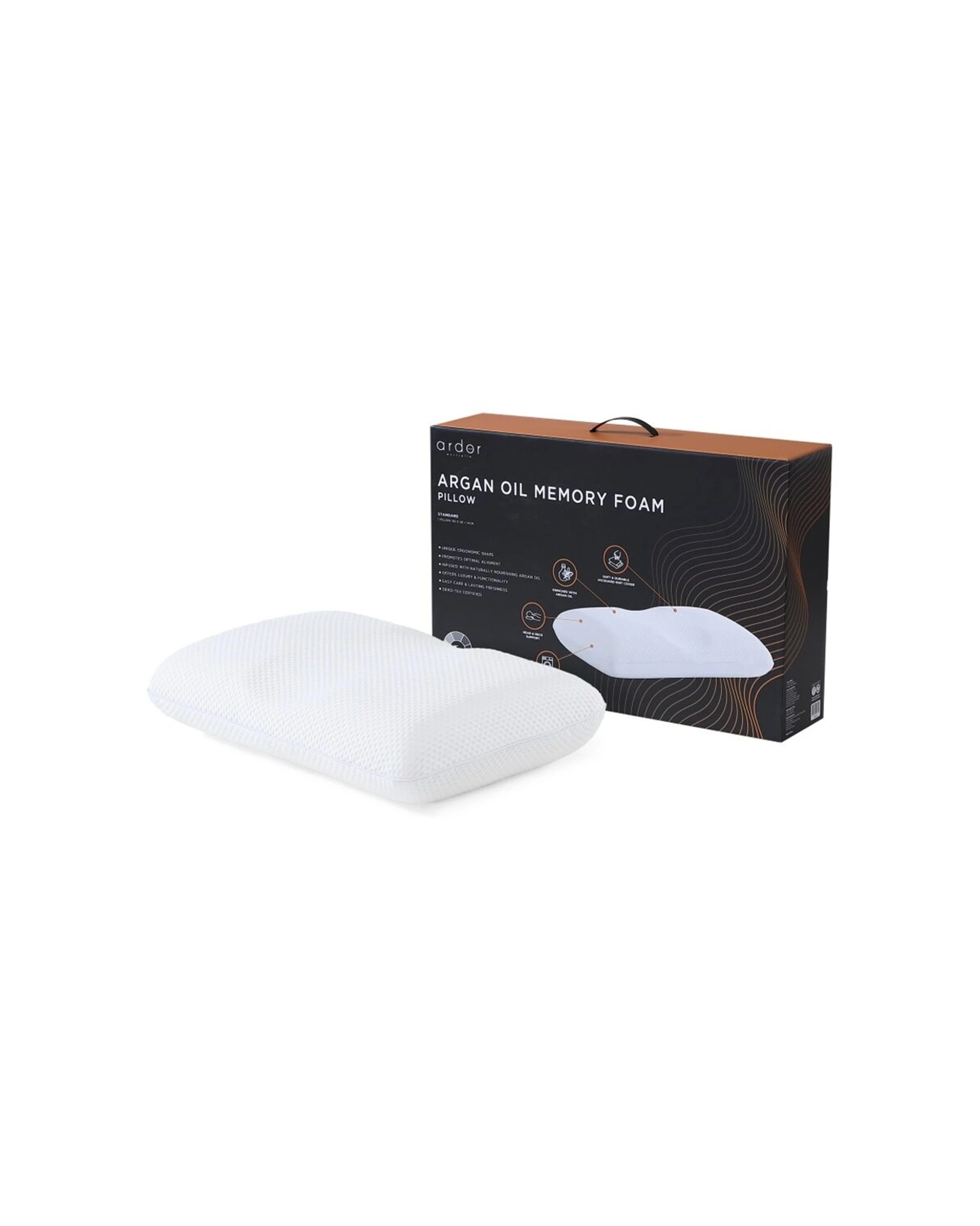 1 Ardor Argan Oil Infused Soft And Durable Memory Foam Pillow - White, 1 of 3