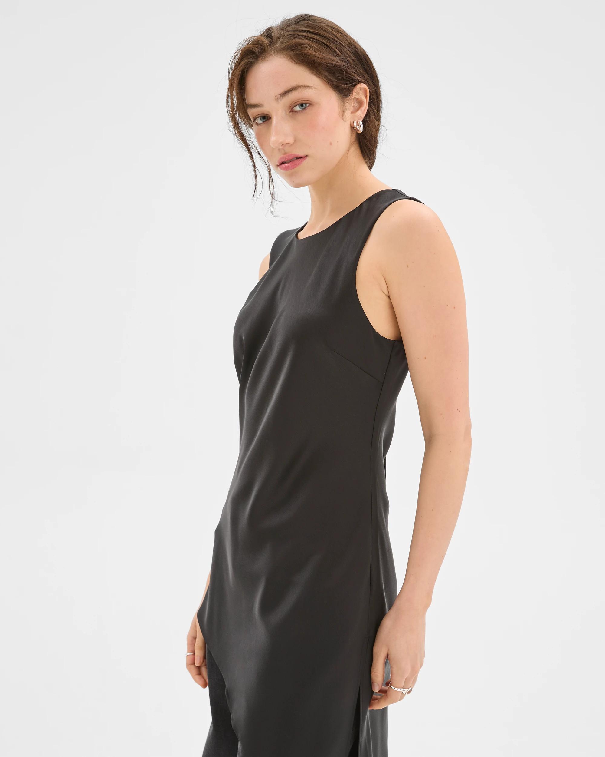 4 Lily Loves Asymmetrical Satin Tank Top BLACK, 4 of 7
