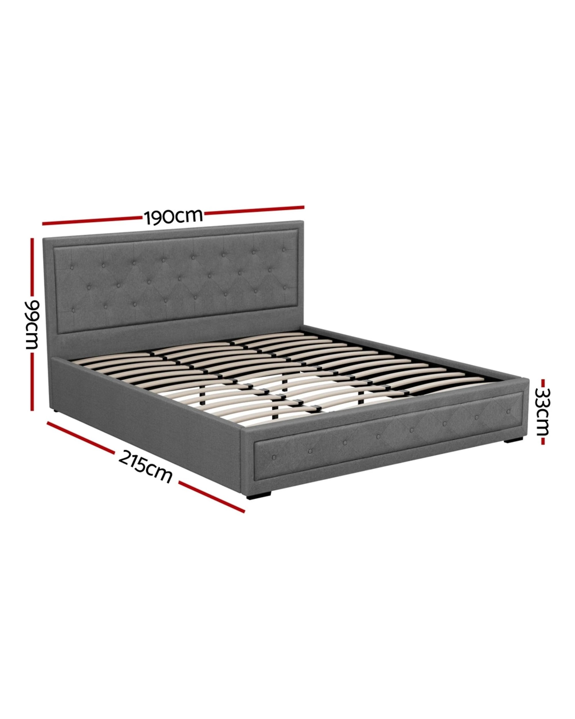 2 Artiss Bed Frame King Size Gas Lift
 - Grey, 2 of 3