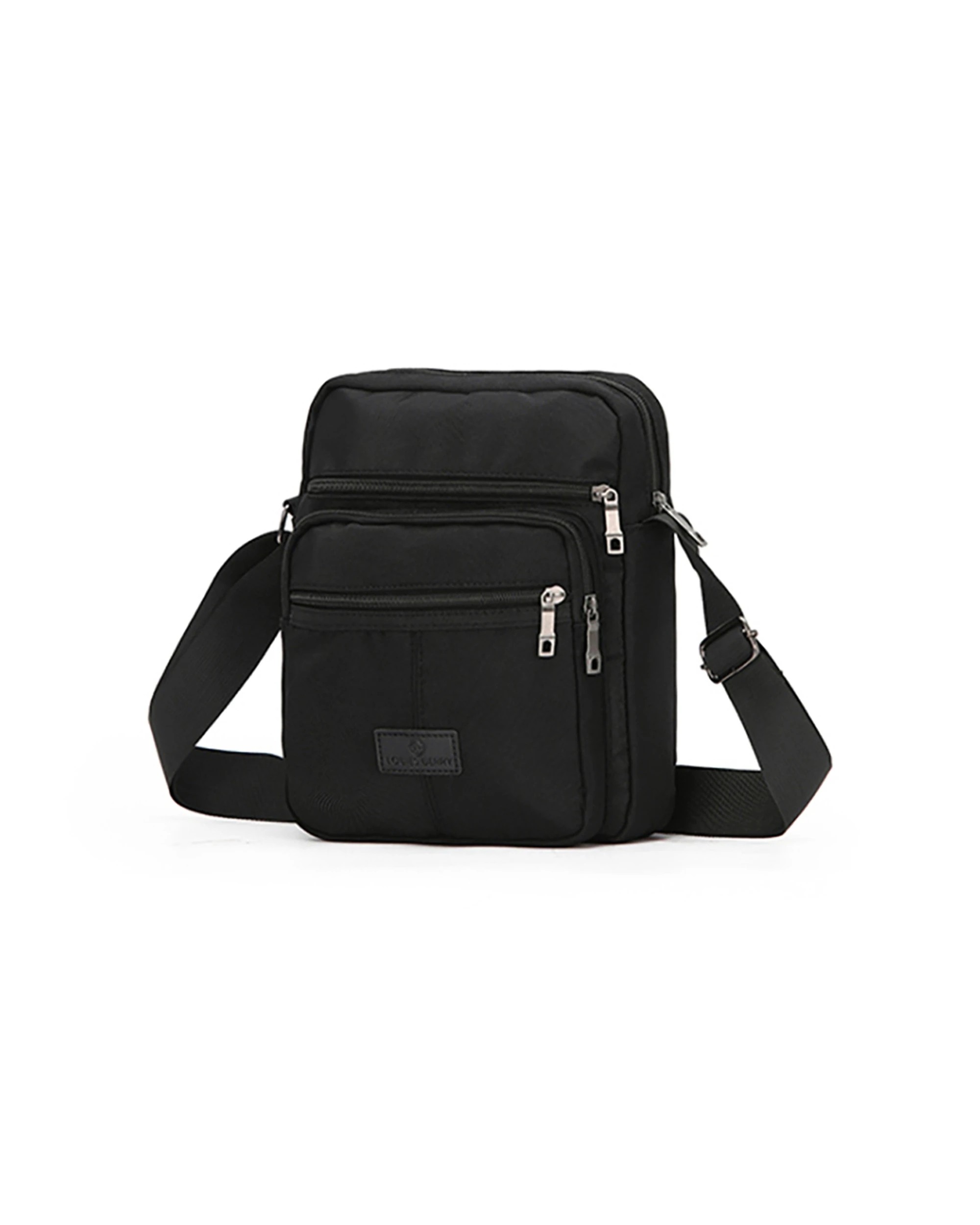 1 Louis Berry Nylon Three Zipper Shoulder Bag 19X10X23Cm Five Zipper Compartment - Black, 1 of 1