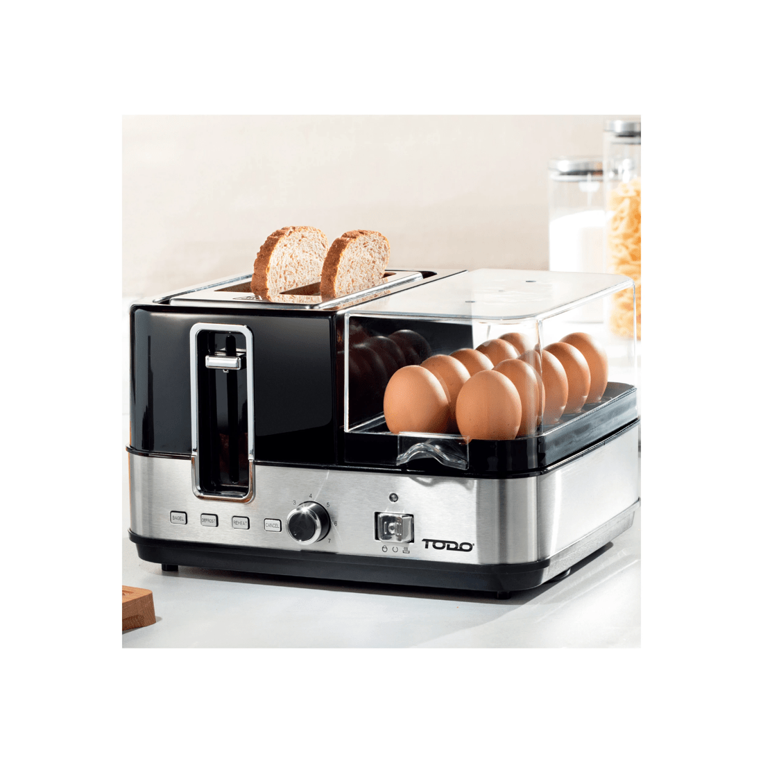 8 TODO 1400W Breakfast Master Toaster Egg Cooker Poacher Bacon Fryer Grill All In One, 8 of 9