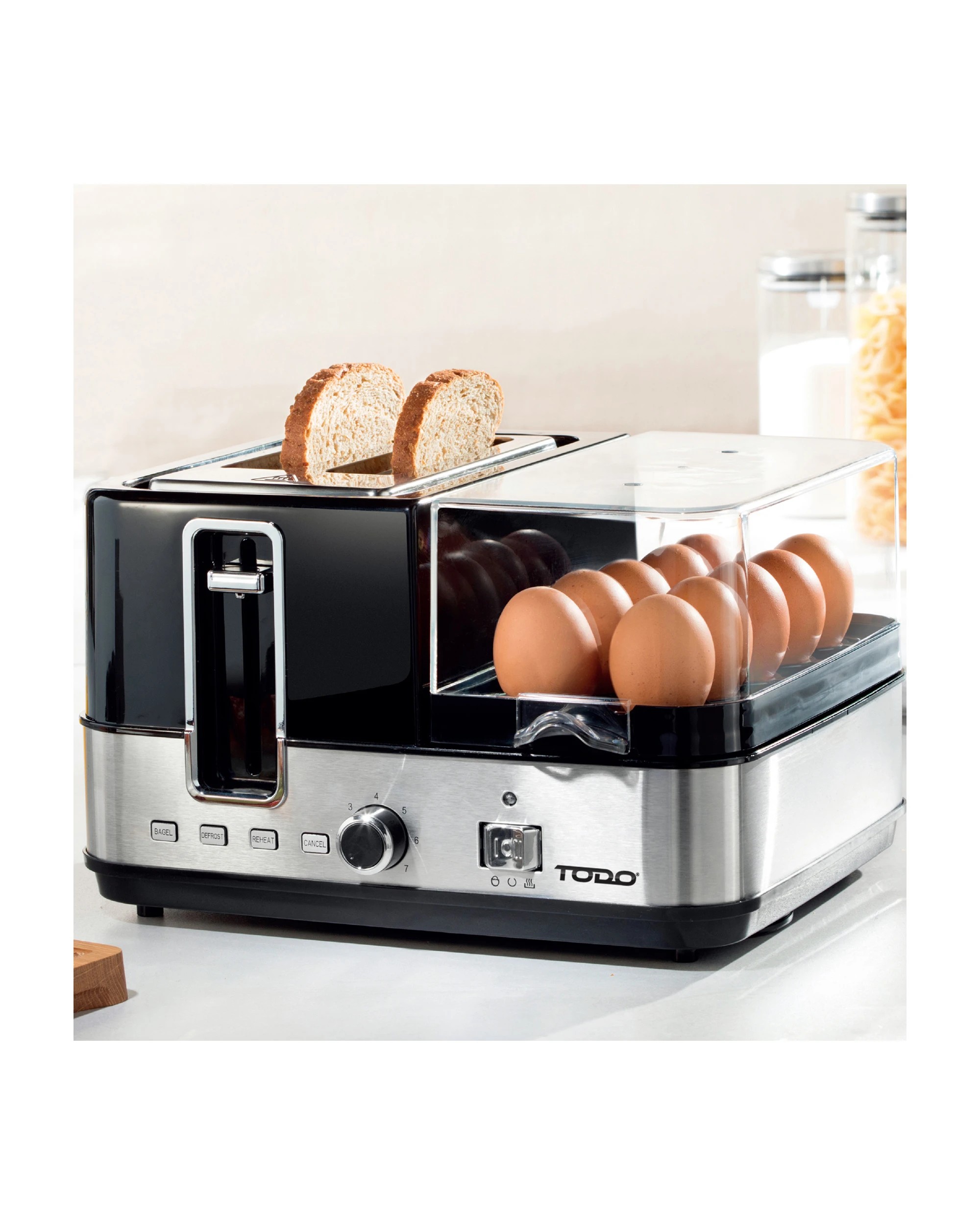 8 TODO 1400W Breakfast Master Toaster Egg Cooker Poacher Bacon Fryer Grill All In One, 8 of 9