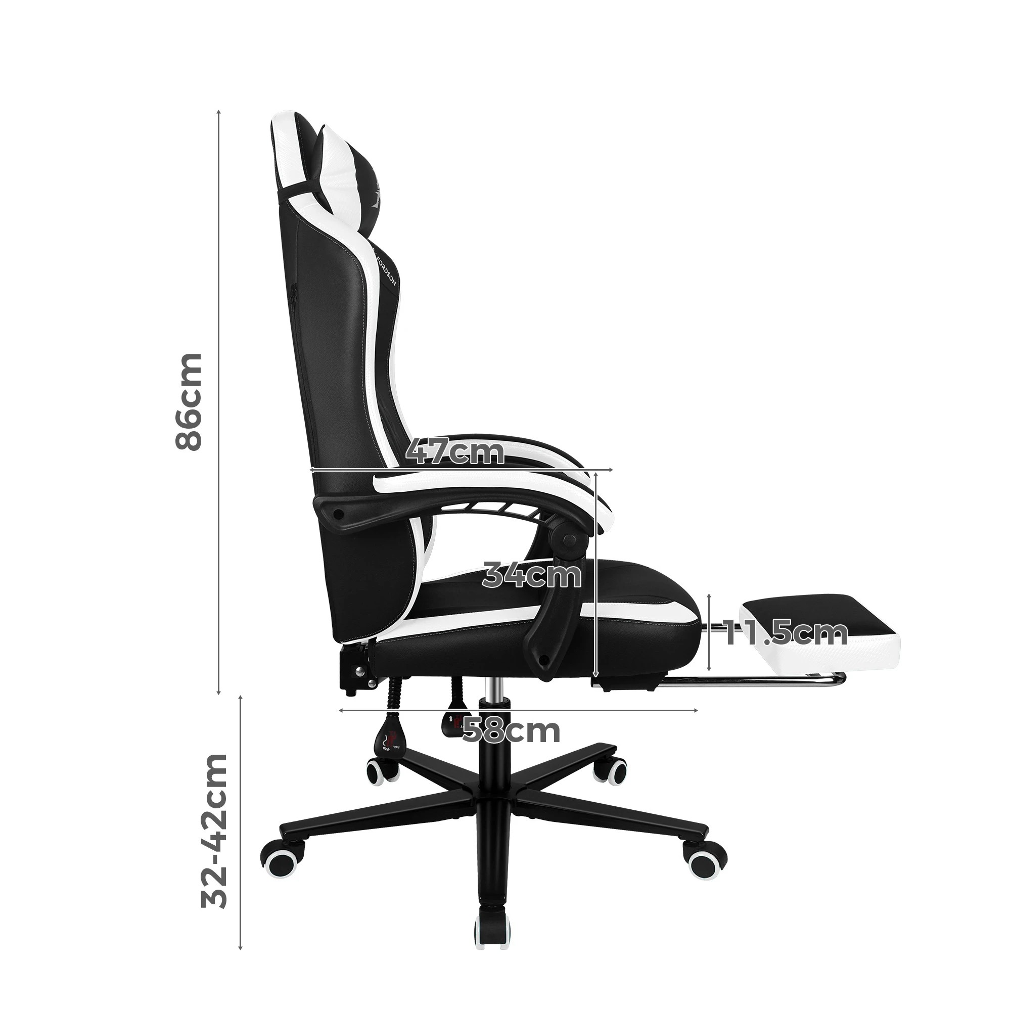 3 Alfordson Gaming Office Chair Ergonomic Computer Footrest Leather - White, 3 of 4