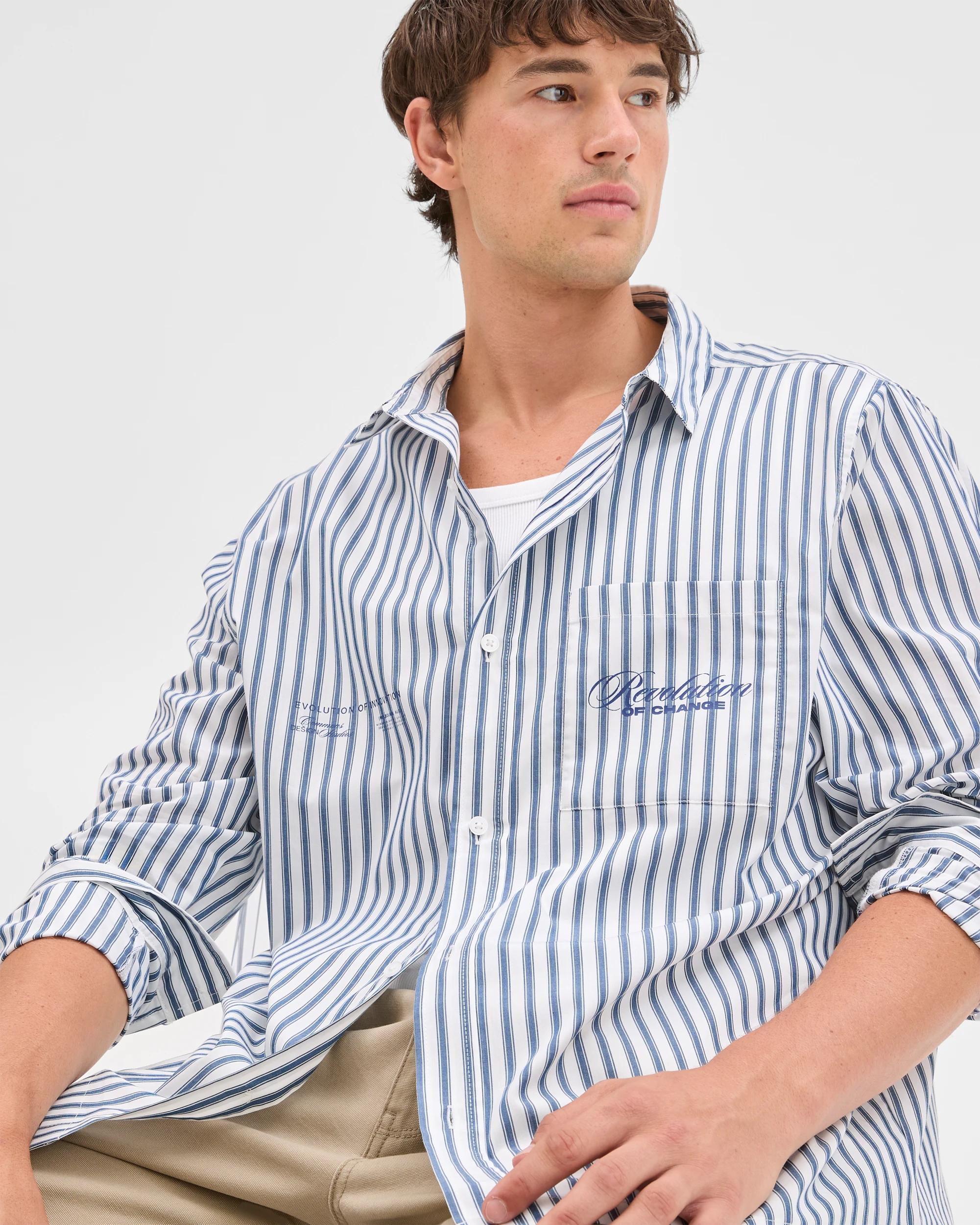 6 Commons Australian Cotton Business Shirt WHITE STRIPE, 6 of 6