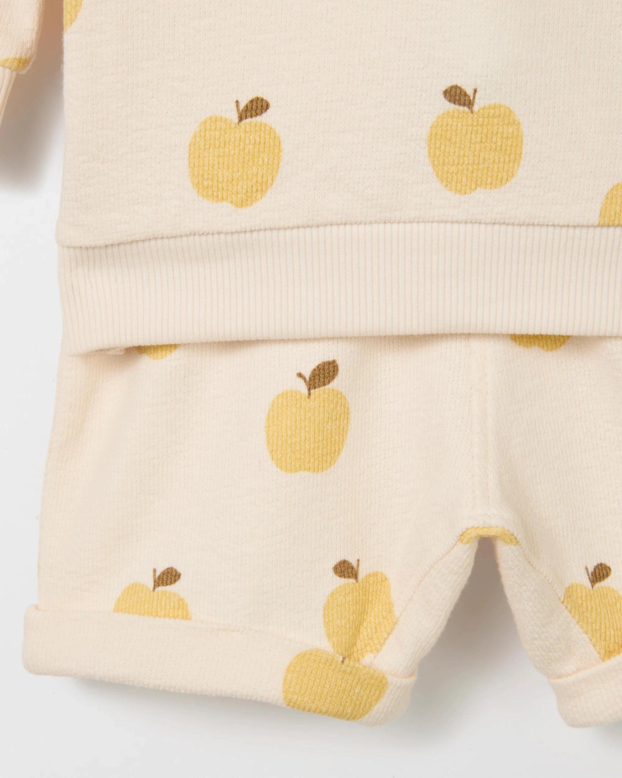 3 Target Baby Organic Cotton Baby Crew Fleece Top and Short 2 Piece Set APPLES, 3 of 6