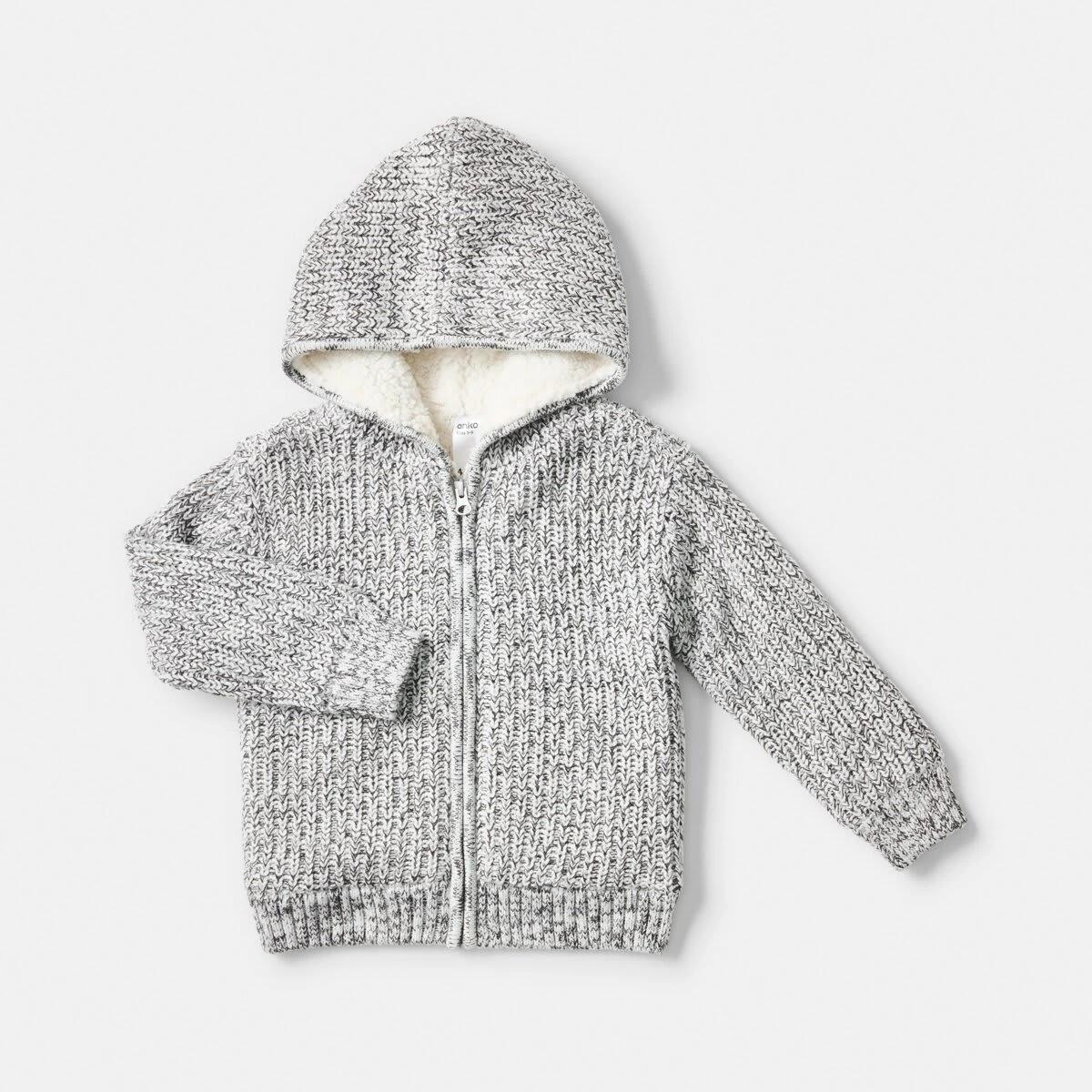 7 Sherpa Knit Hoodie Wht Twist, 7 of 8