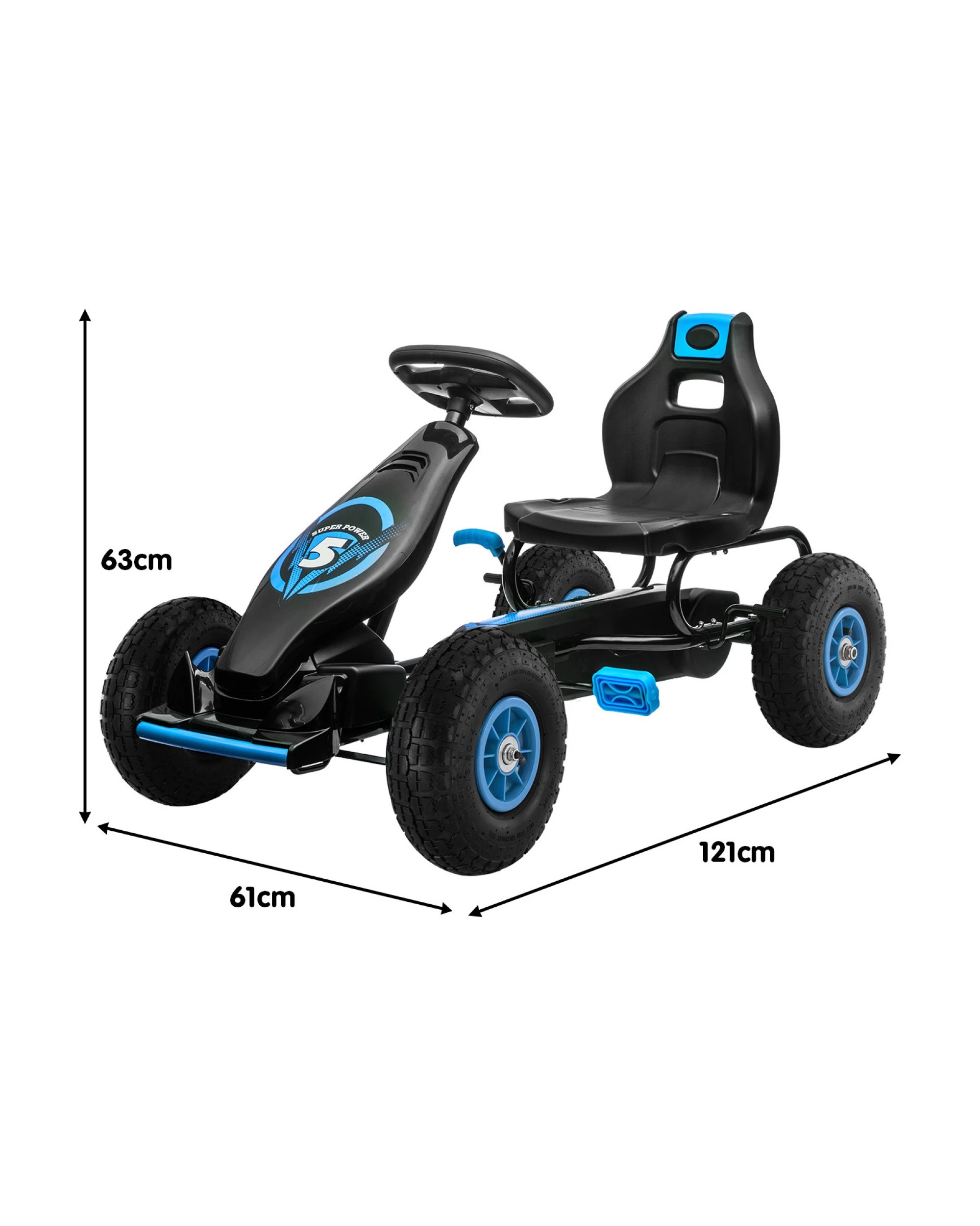 5 Kahuna G18 Kids Ride On Pedal Go Kart - Blue, 5 of 10