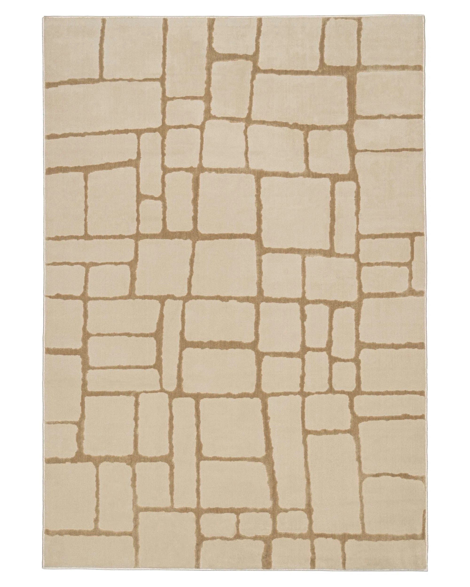 1 Loopsie Gharda Textured Abstract Washable Rug-290cm x 200cm - Beige, 1 of 8