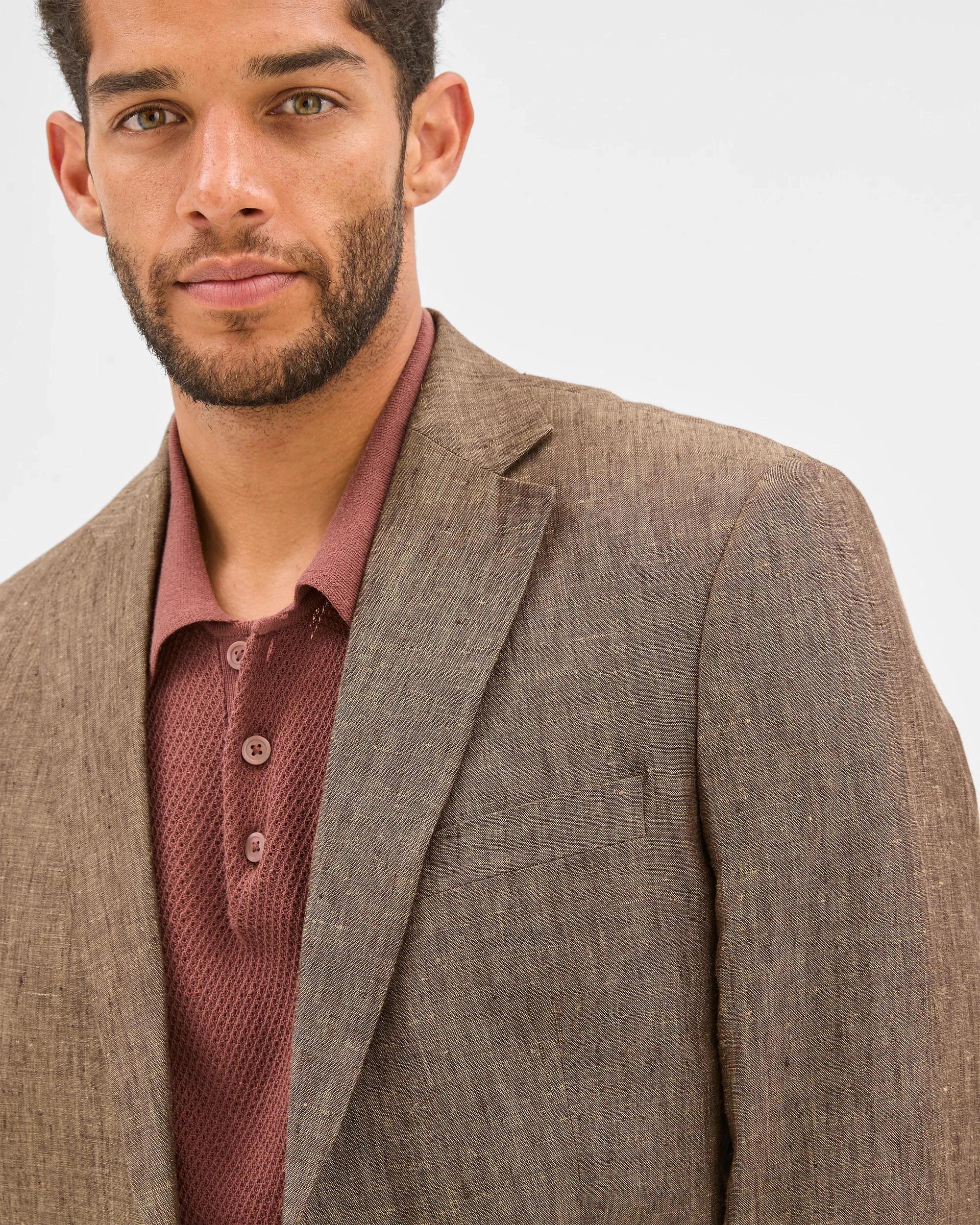 4 Tailored Fit European Linen Blazer - Preview CHOCOLATE, 4 of 7