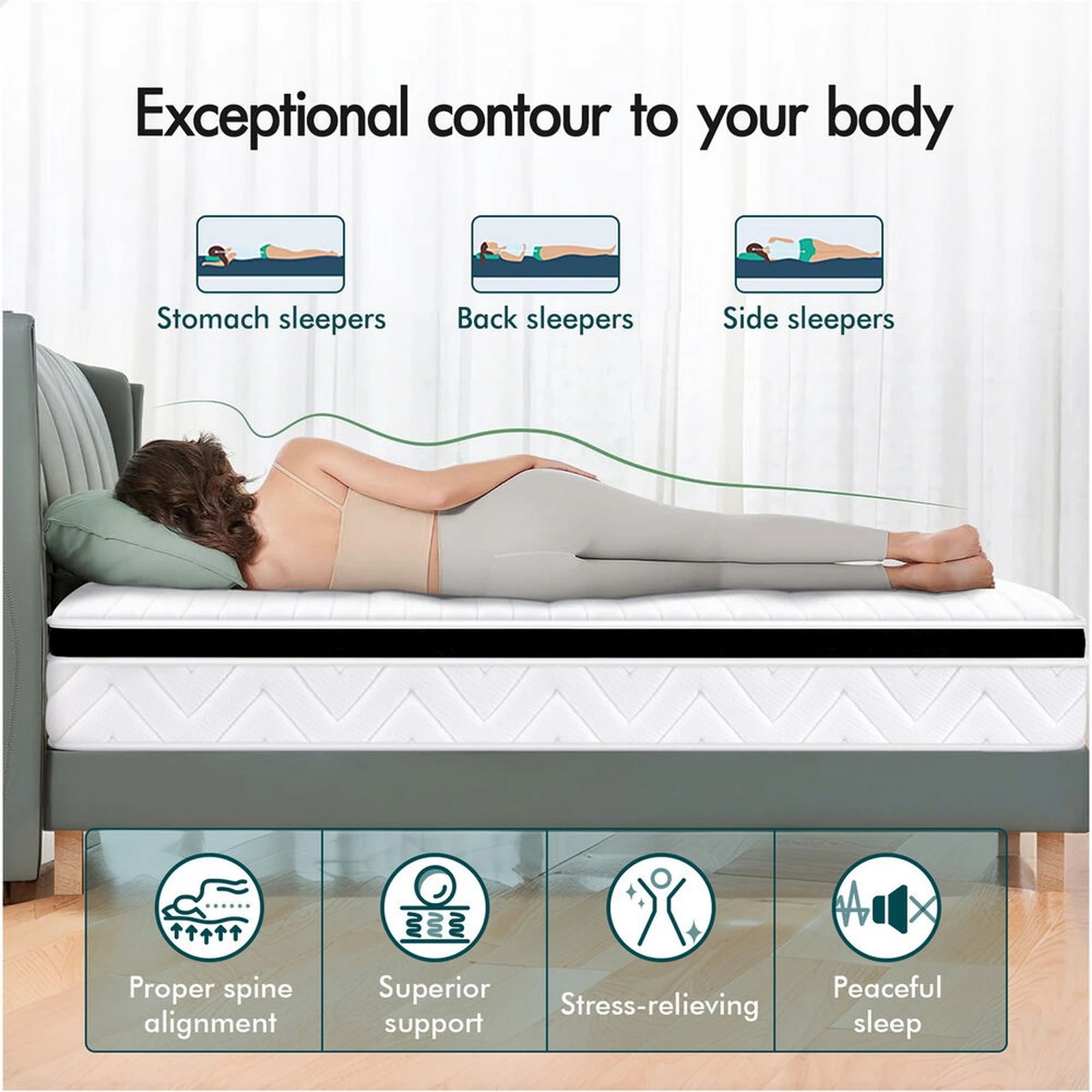 4 Alfordson Mattress 17CM Bed Euro Top Spring Foam Bedding Medium Firm - King Single Bed, 4 of 10