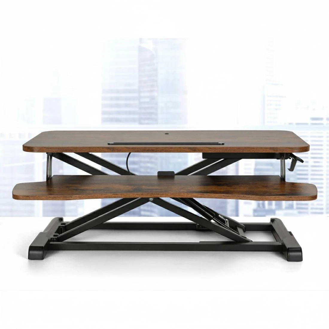 4 Artiss Standing Desk Riser Height Adjustable Rustic  80CM - Brown, 4 of 5