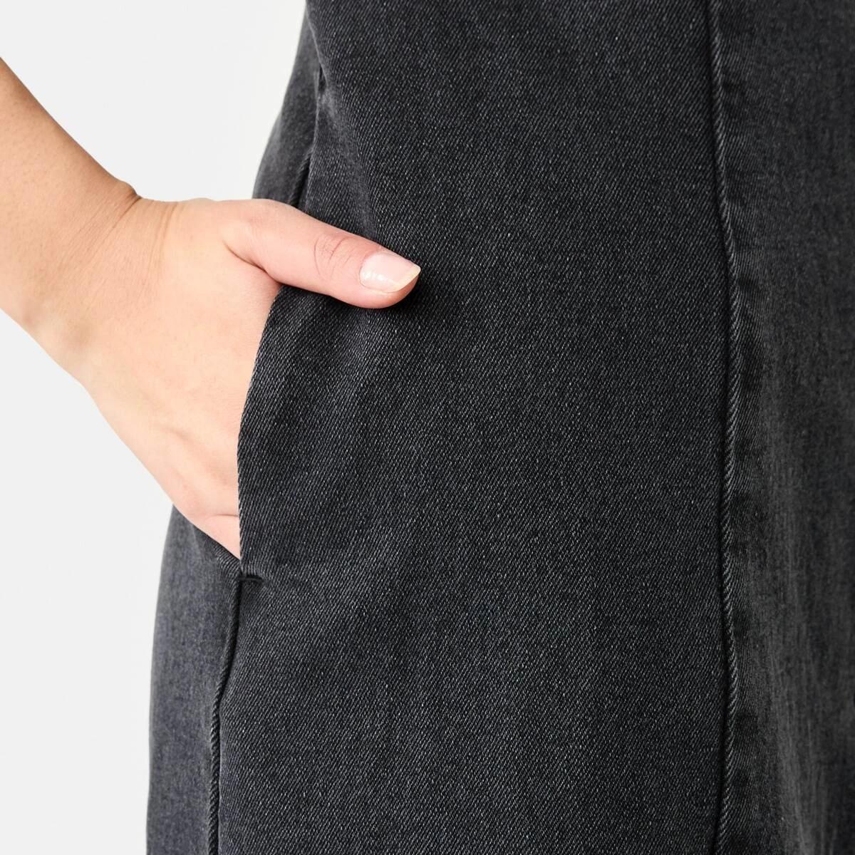 7 Sleeveless Boat Neck Denim Mini Dress BLACK WASH, 7 of 8