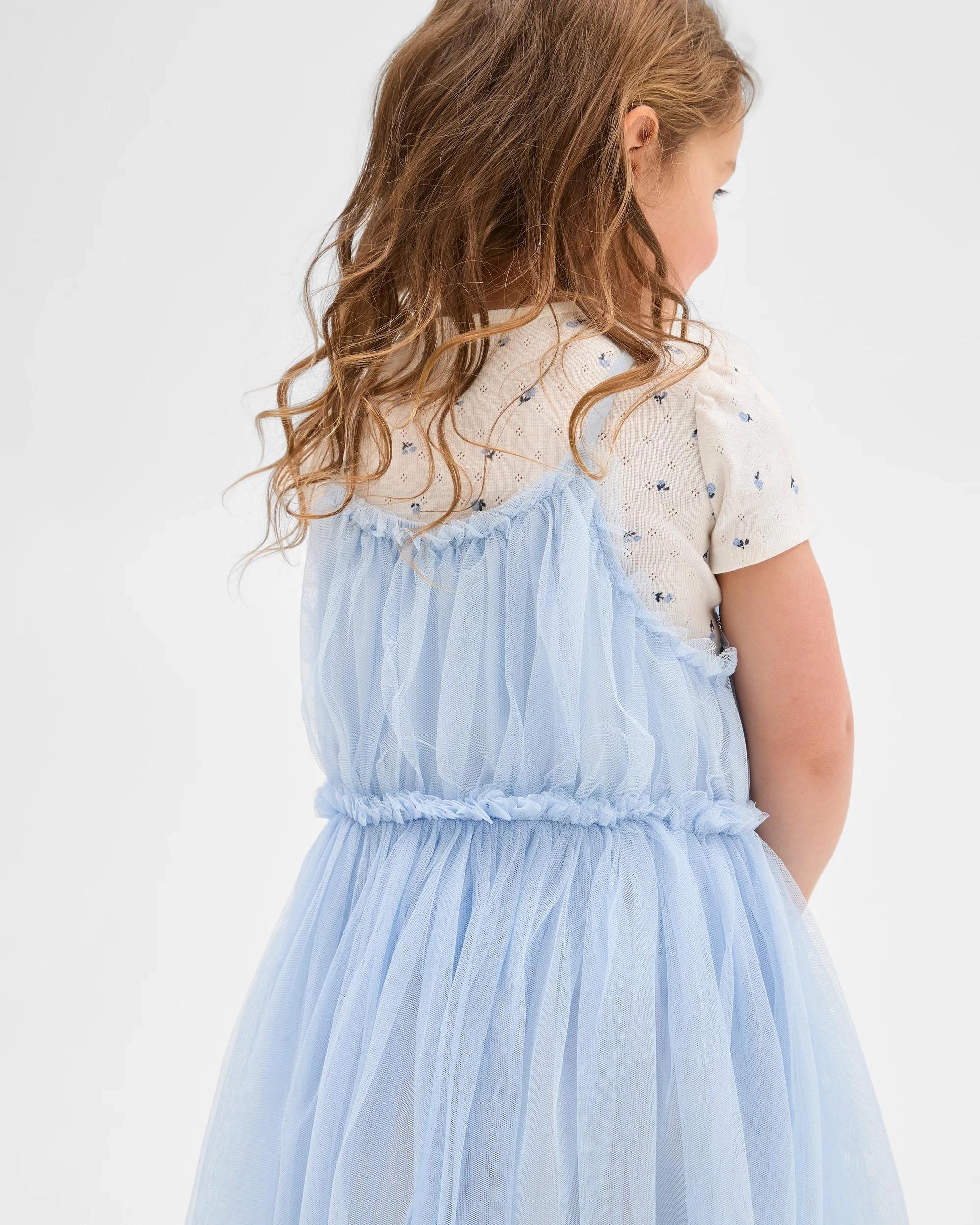 3 Target Tulle Dress and Pointelle T-Shirt Set 2 Piece BLUE, 3 of 5