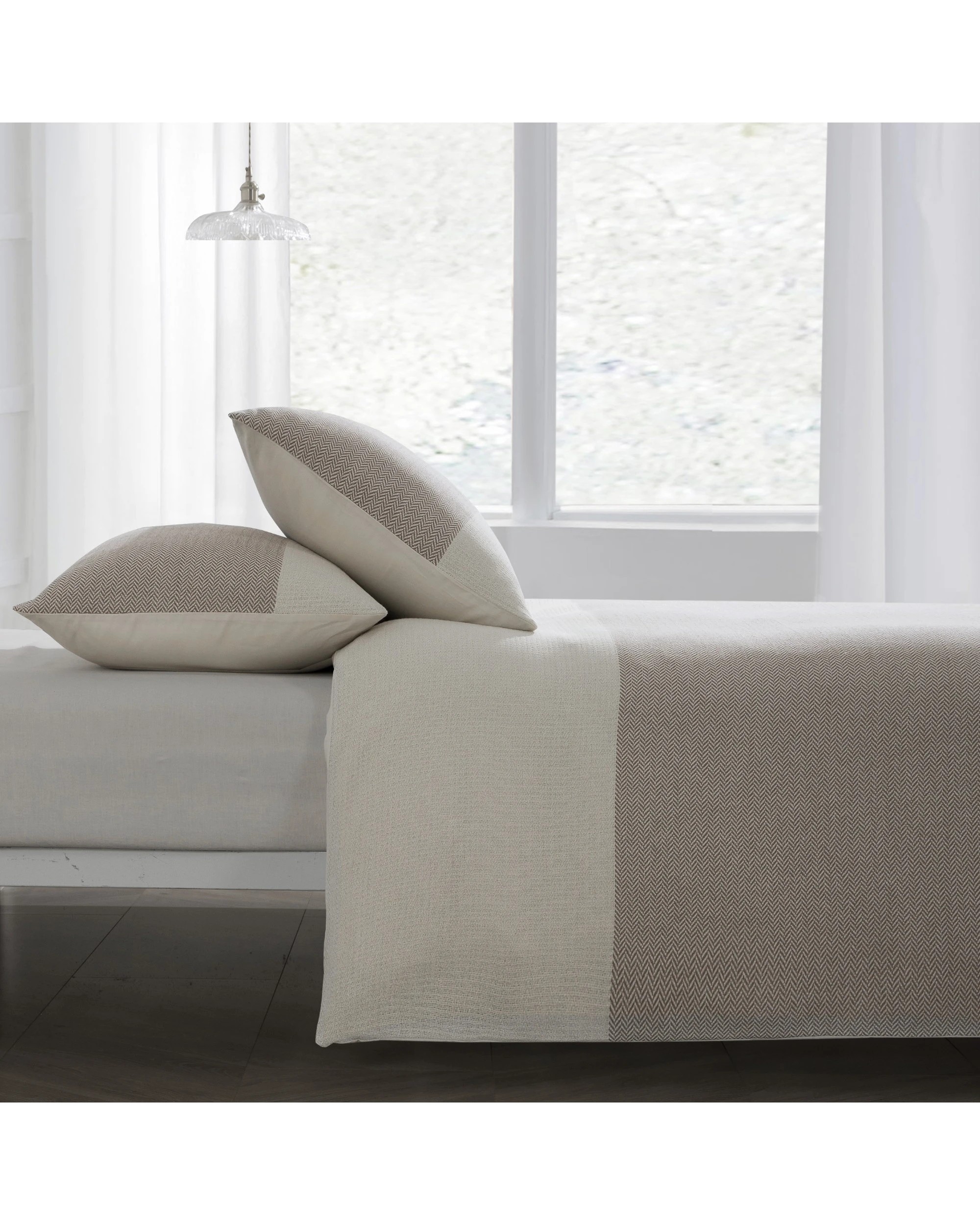 3 Dreamaker 100% Cotton Textured Herringbone Quilt Cover Set - Double Bed - Natural, 3 of 7