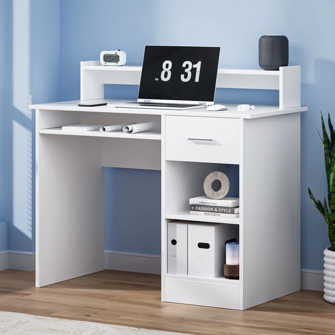 3 Artiss Computer Desk Shelf Drawer Cabinet - White, 3 of 5