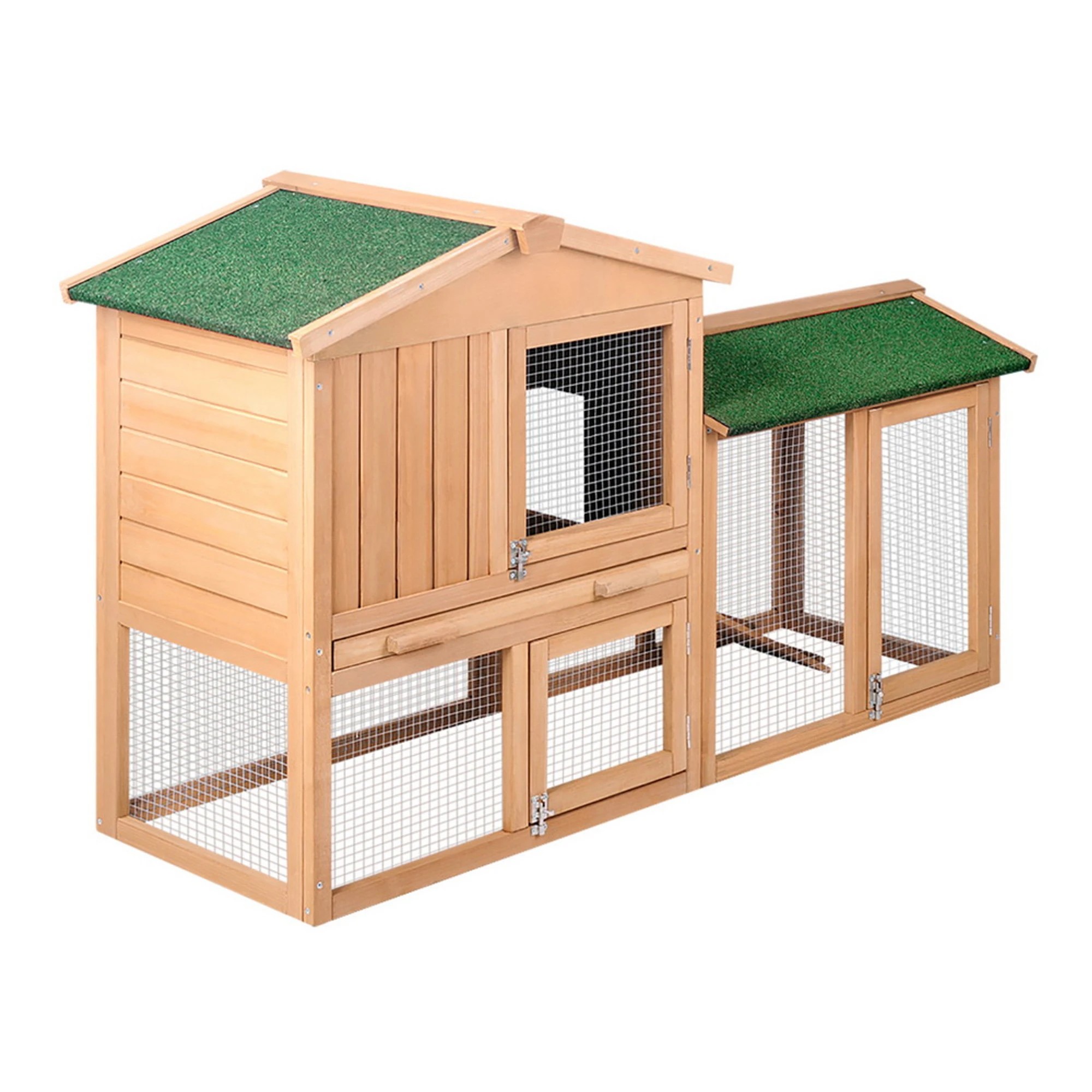 1 i.Pet Chicken Coop Rabbit Hutch Large House Run Cage - Brown, 1 of 9