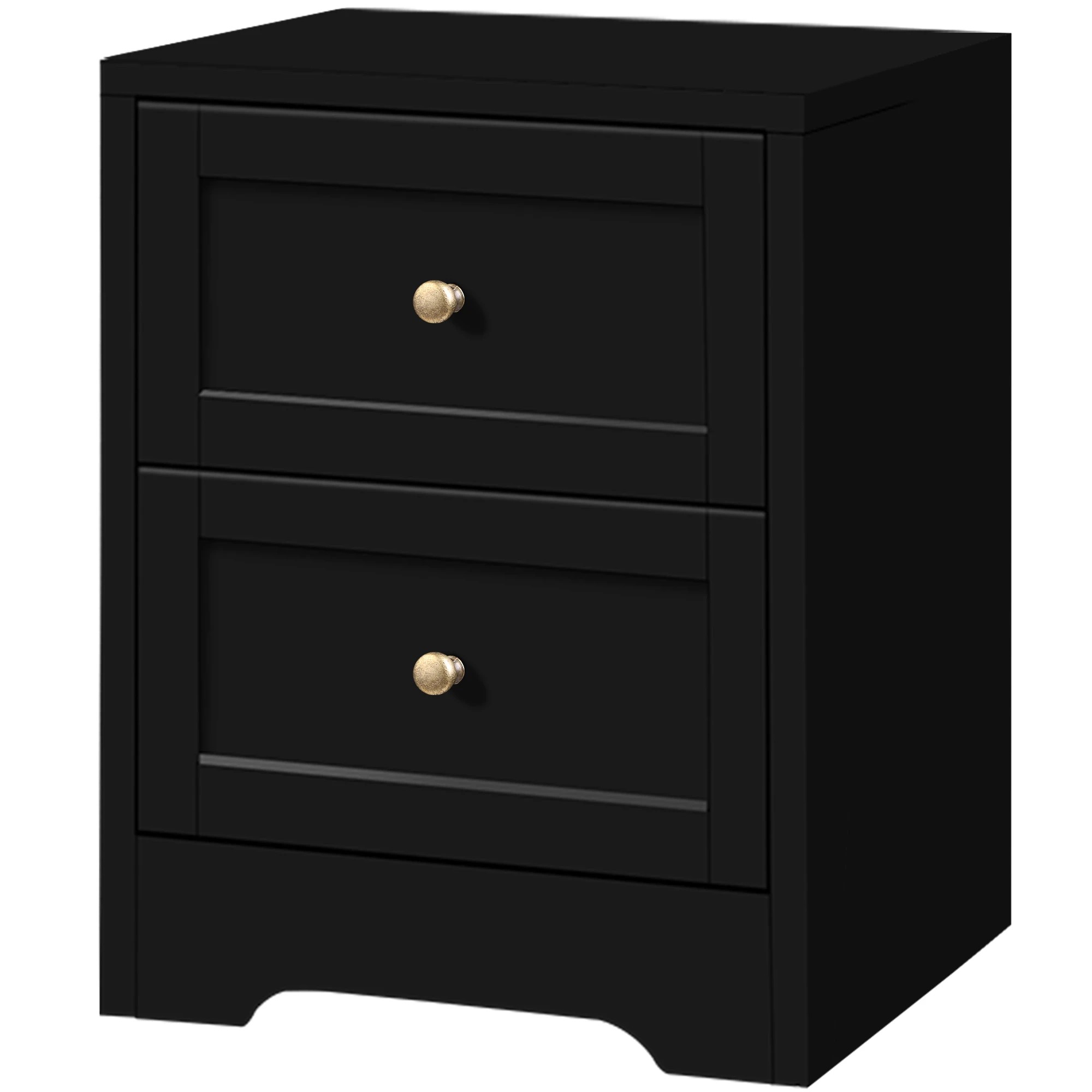 2 Alfordson Bedside Table Hamptons Nightstand Storage Side End Cabinet - Black, 2 of 10