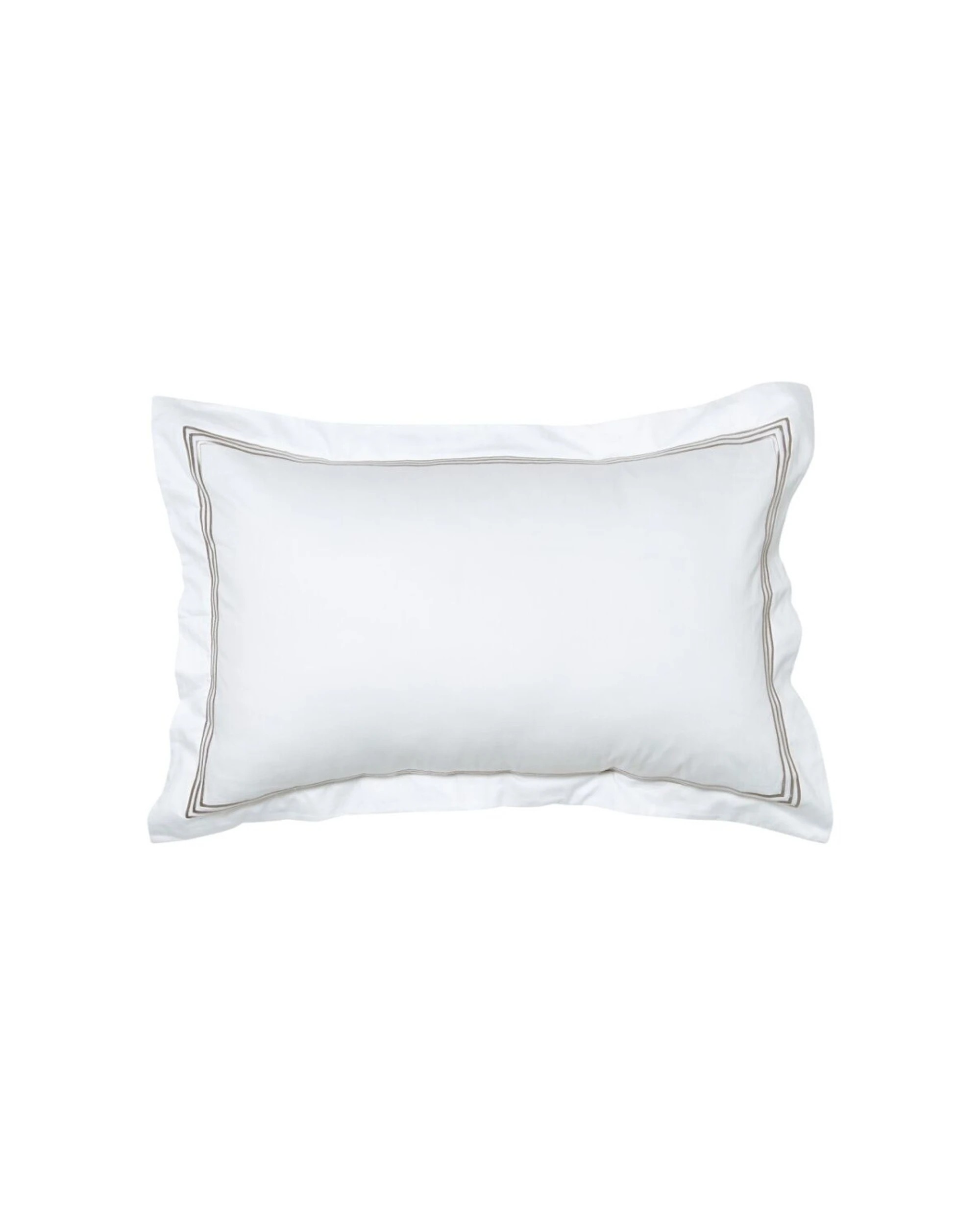 1 Grosvenor House 500TC Hotel Embroidered Tailored Pillowcase With Taupe - White, 1 of 3
