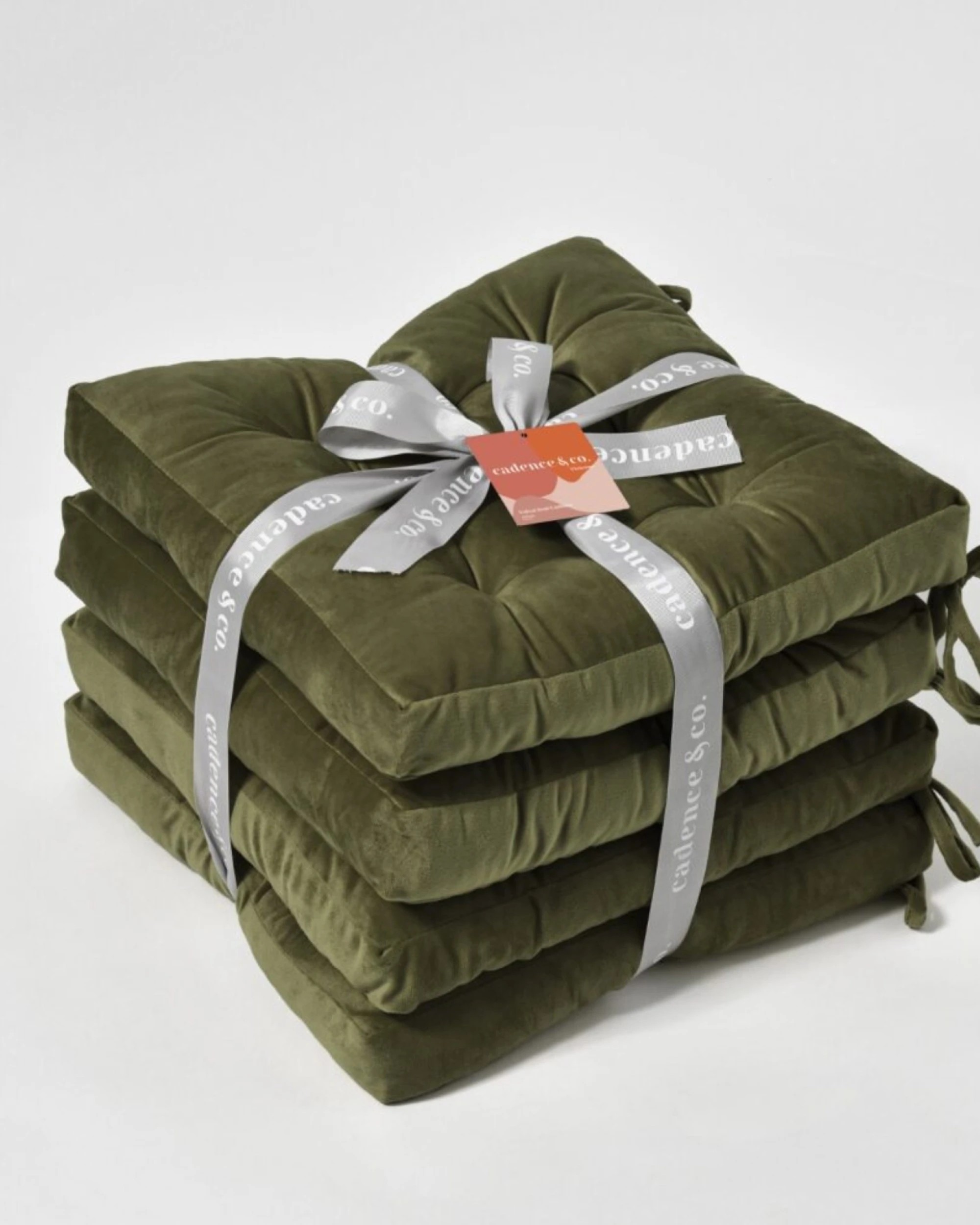6 Cadence & Co. Vivienne Velvet Seat Cushion 4 Pack - Olive, 6 of 7