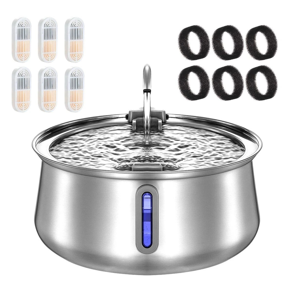 3 Pet Scene Automatic Cat Water Fountain Stainless Steel Electric LED, 3 of 9