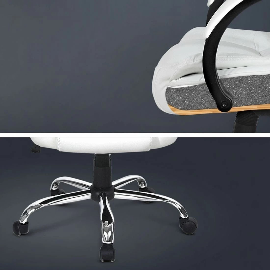 5 Artiss Executive Office Chair Leather Tilt - White, 5 of 5