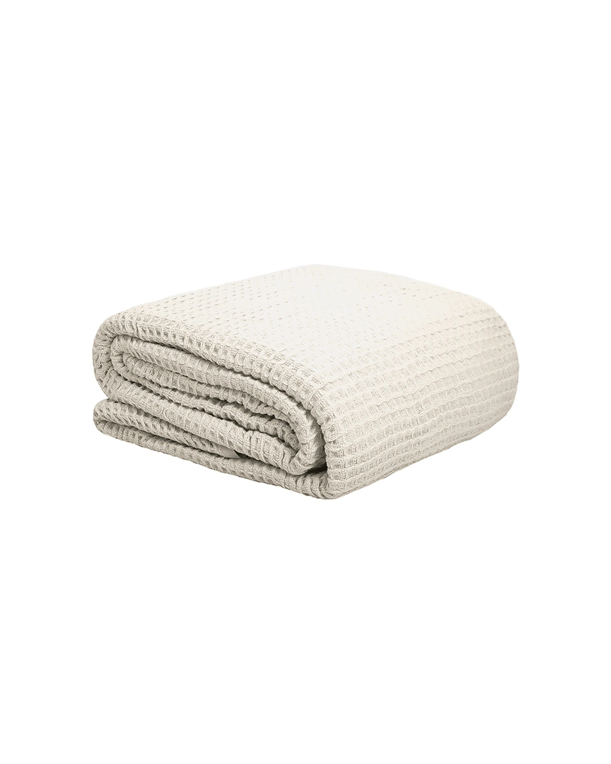 1 BAMBURY Waffle Weave Blanket Bed 400GSM 100% Cotton Classic Design - Natural, 1 of 3